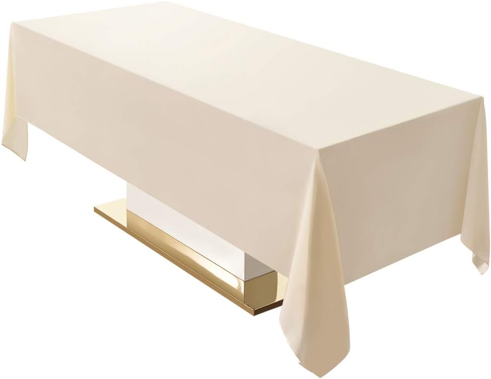 Surmente 5 Pack Black Tablecloth 90 x 132-inch Rectangular Polyester Table Cloth for Weddings, Banquets, or Restaurants