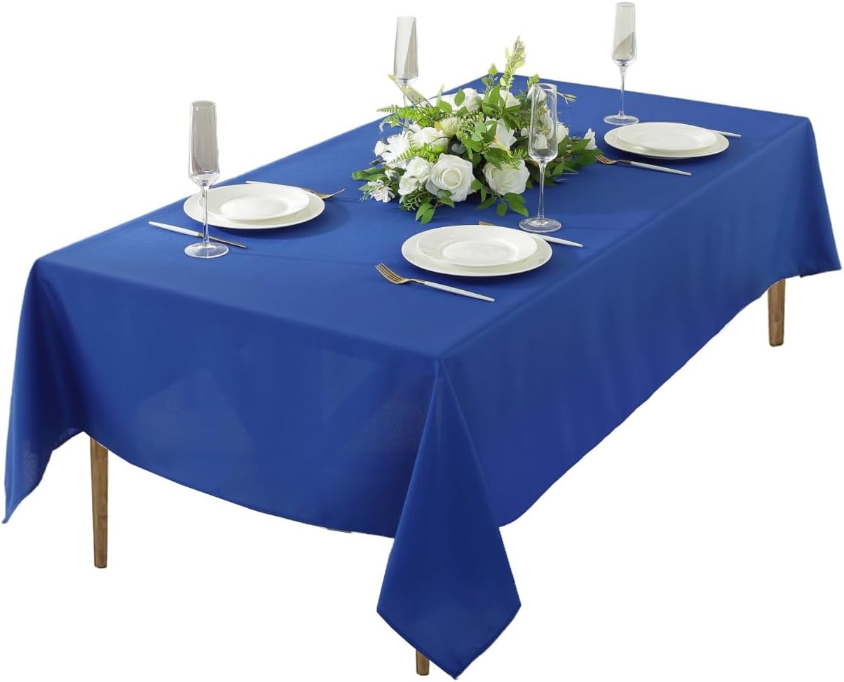 Craft And Party Rectangle Tablecloth, 90 x 156 Inch White Tablecloth, 8ft Rectangle Table Cloth, Polyester Fabric Washable Tablecloth for Home, Party, Wedding or Restaurant Use.