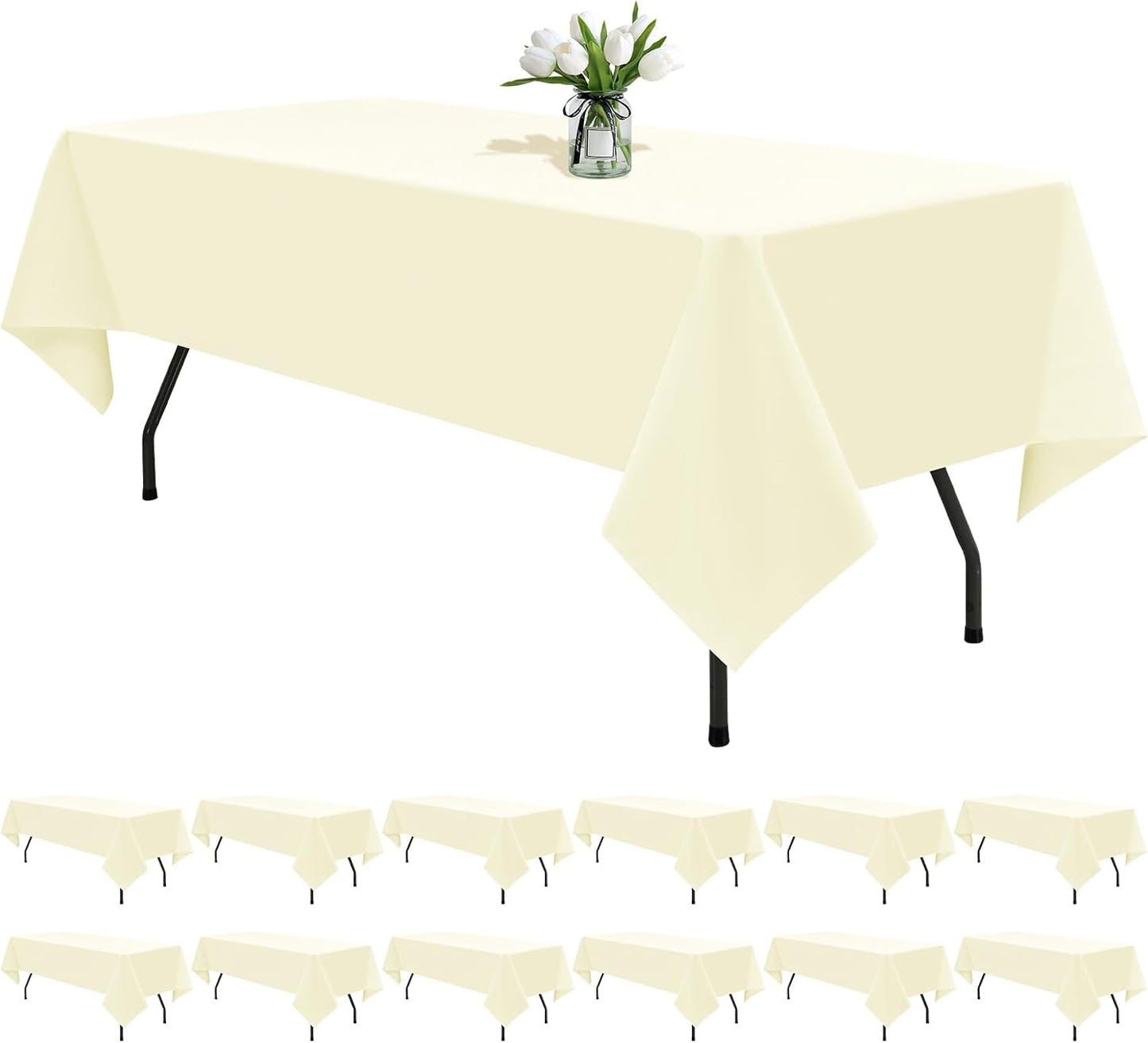 12 Pack Black Square Tablecloths 52 x 52 Inch, Table Cloth for Square Table, Stain and Wrinkle Resistant Washable Fabric Table Cloth, Polyester Tablecloth for Restaurant Banquet Party