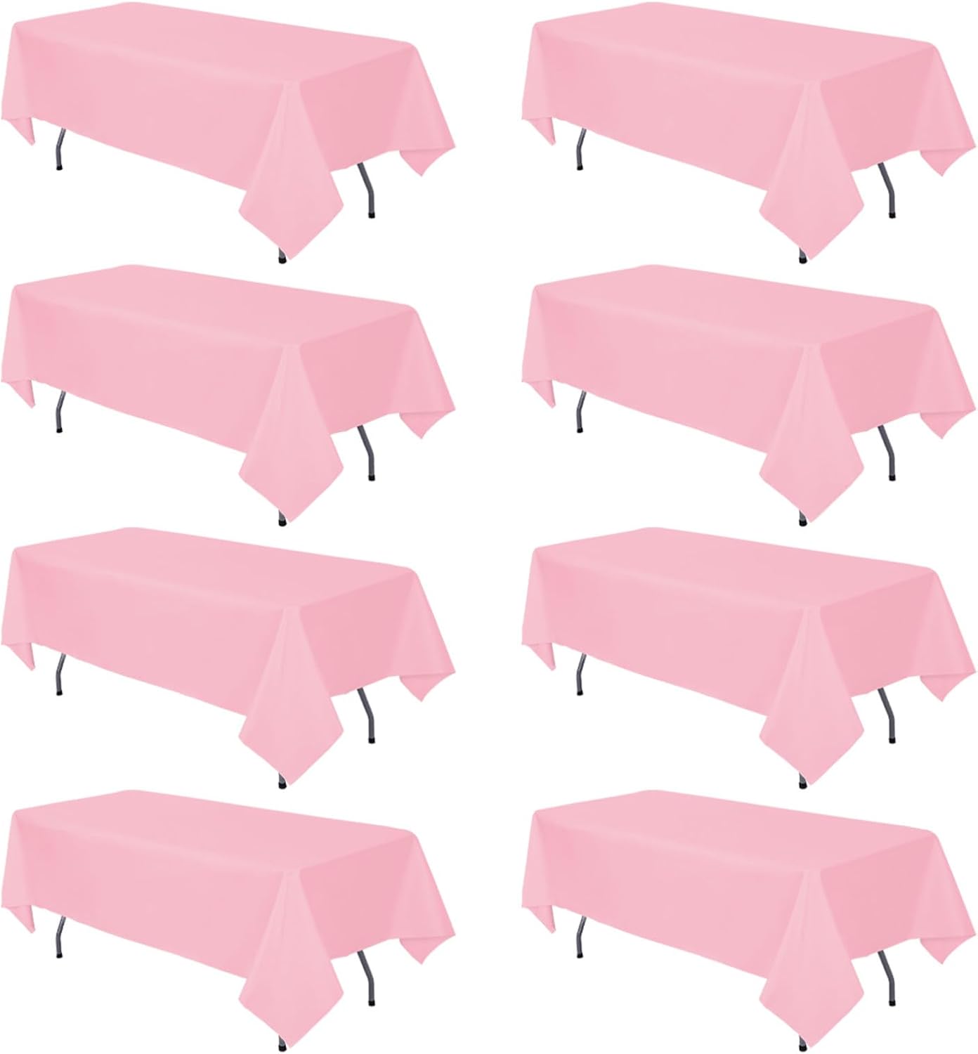 8 Pack Black Tablecloth 60 x 102 Inch Polyester Table Cloth for 6 Foot Rectangle Tables, Wrinkle Resistant Washable Decorative Fabric Table Covers for Wedding Party Banquet Buffet and Camping