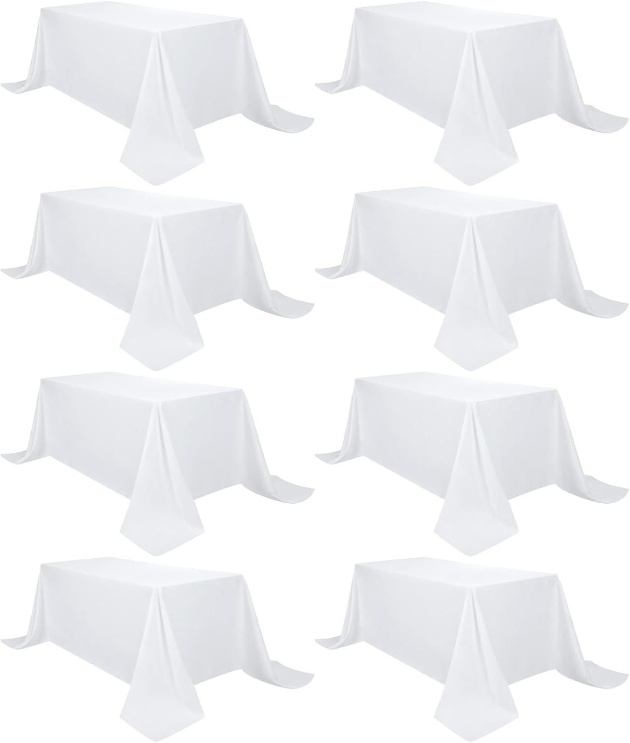 8 Pack Black Tablecloth 60 x 102 Inch Polyester Table Cloth for 6 Foot Rectangle Tables, Wrinkle Resistant Washable Decorative Fabric Table Covers for Wedding Party Banquet Buffet and Camping