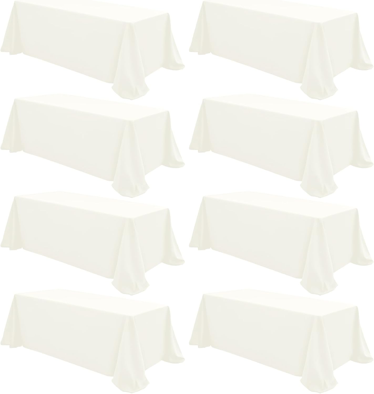8 Pack Polyester Rectangle Tablecloth 60 x 126 Inch, Black Tablecloth Rectangle for 8 Ft Tables, Stain and Wrinkle Resistant Washable Table Cover for Kitchen Wedding Banquet Restaurant Party