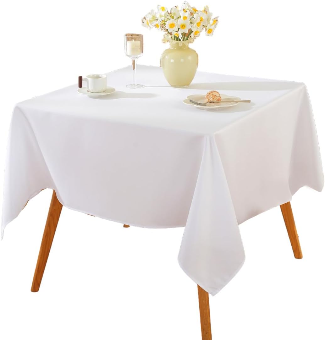 Craft And Party Rectangle Tablecloth, 90 x 156 Inch White Tablecloth, 8ft Rectangle Table Cloth, Polyester Fabric Washable Tablecloth for Home, Party, Wedding or Restaurant Use.