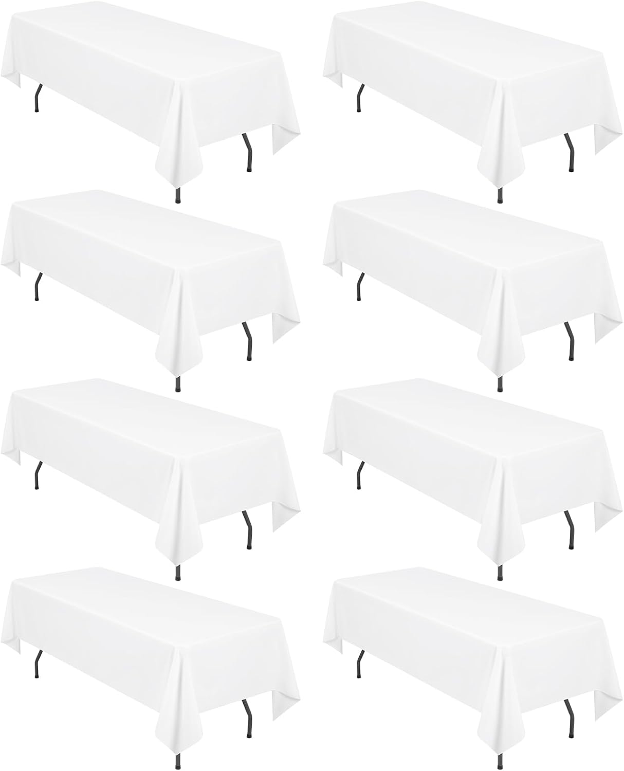 8 Pack Polyester Rectangle Tablecloth 60 x 126 Inch, Black Tablecloth Rectangle for 8 Ft Tables, Stain and Wrinkle Resistant Washable Table Cover for Kitchen Wedding Banquet Restaurant Party