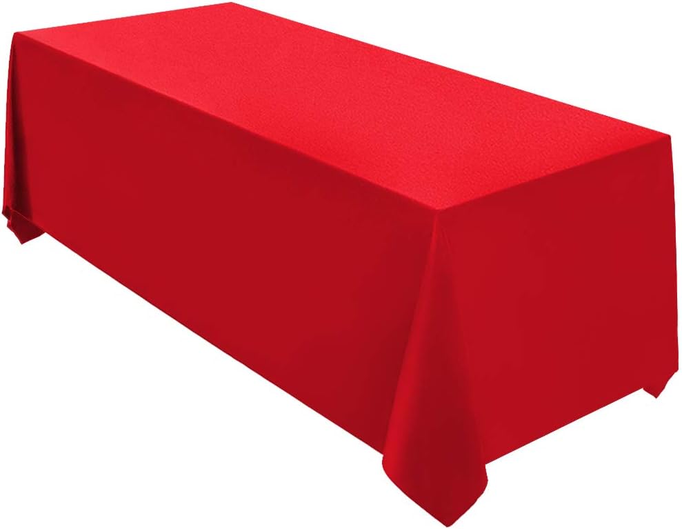 Surmente 5 Pack Black Tablecloth 90 x 132-inch Rectangular Polyester Table Cloth for Weddings, Banquets, or Restaurants