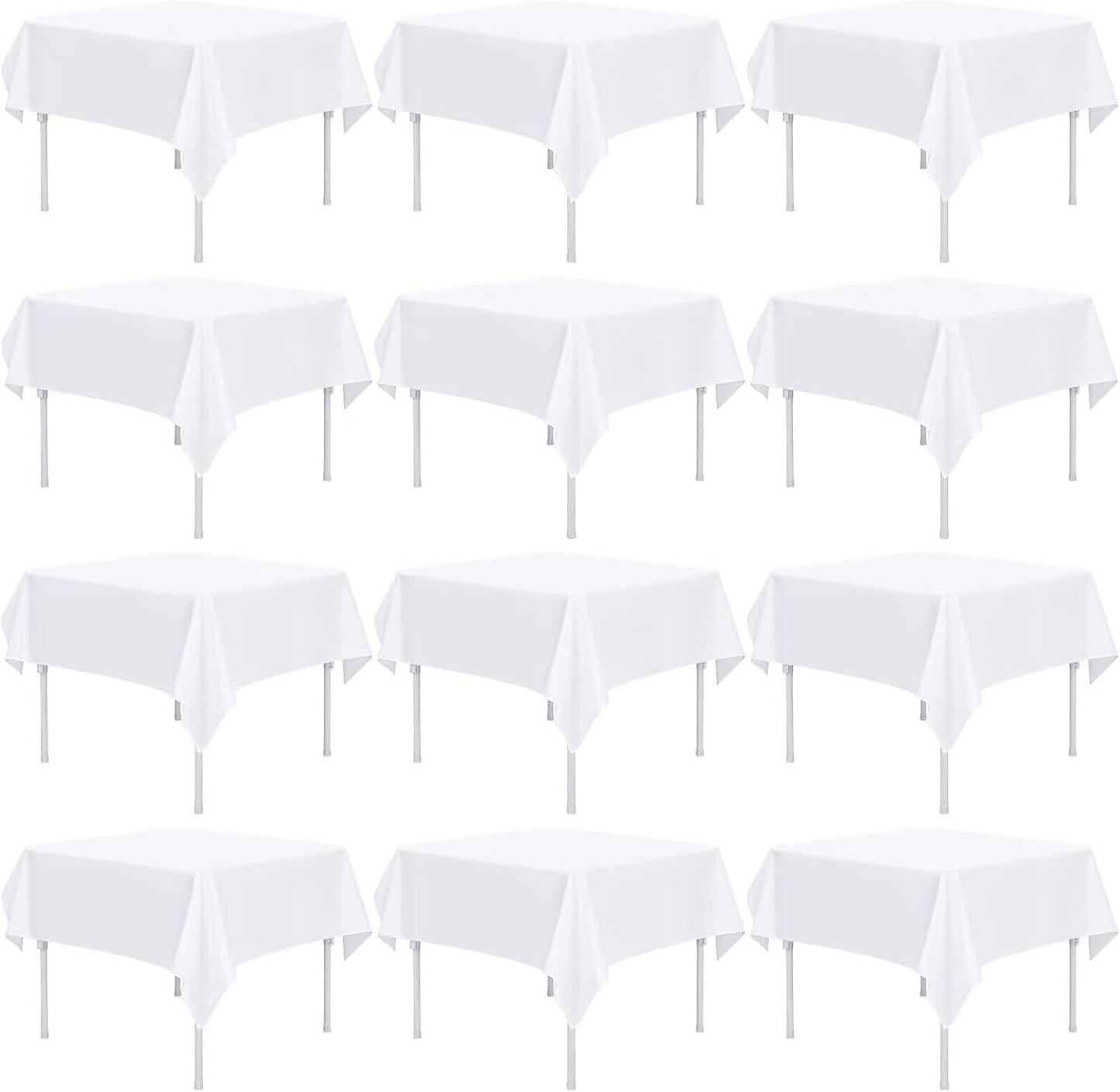 12 Pack Black Square Tablecloths 52 x 52 Inch, Table Cloth for Square Table, Stain and Wrinkle Resistant Washable Fabric Table Cloth, Polyester Tablecloth for Restaurant Banquet Party