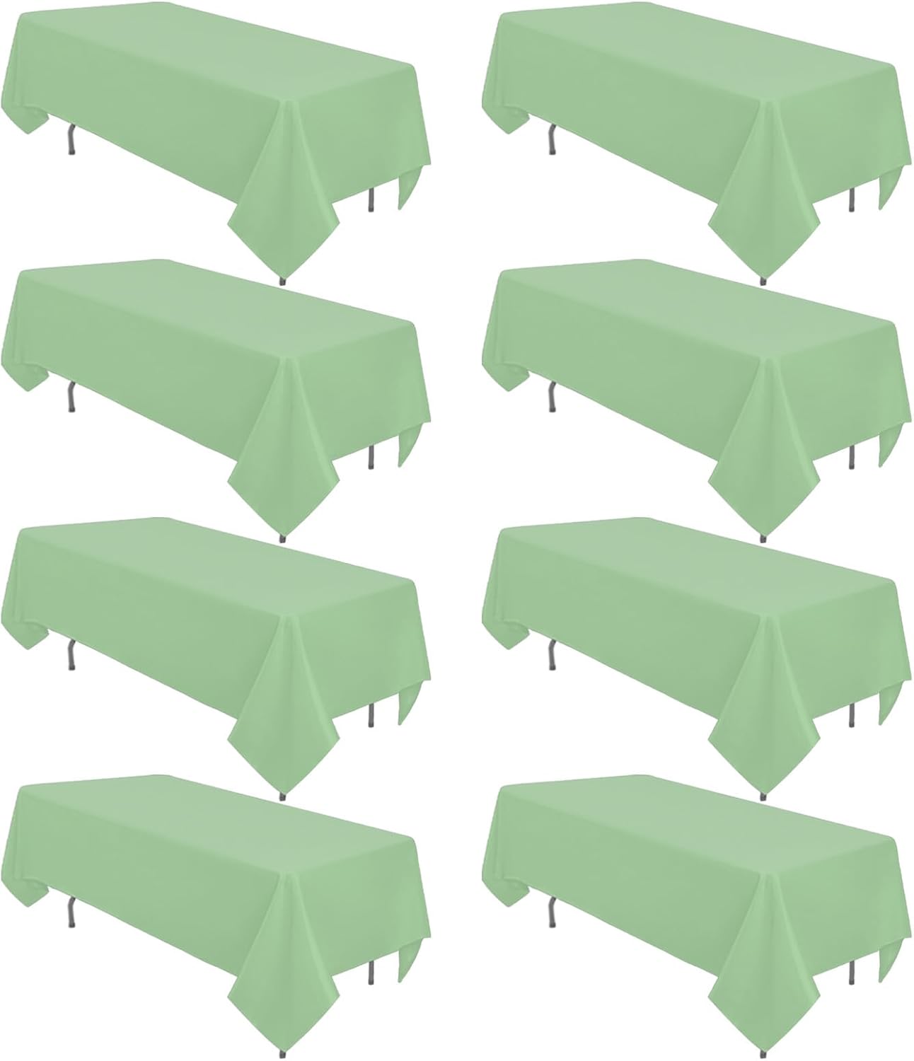 8 Pack Black Tablecloth 60 x 102 Inch Polyester Table Cloth for 6 Foot Rectangle Tables, Wrinkle Resistant Washable Decorative Fabric Table Covers for Wedding Party Banquet Buffet and Camping