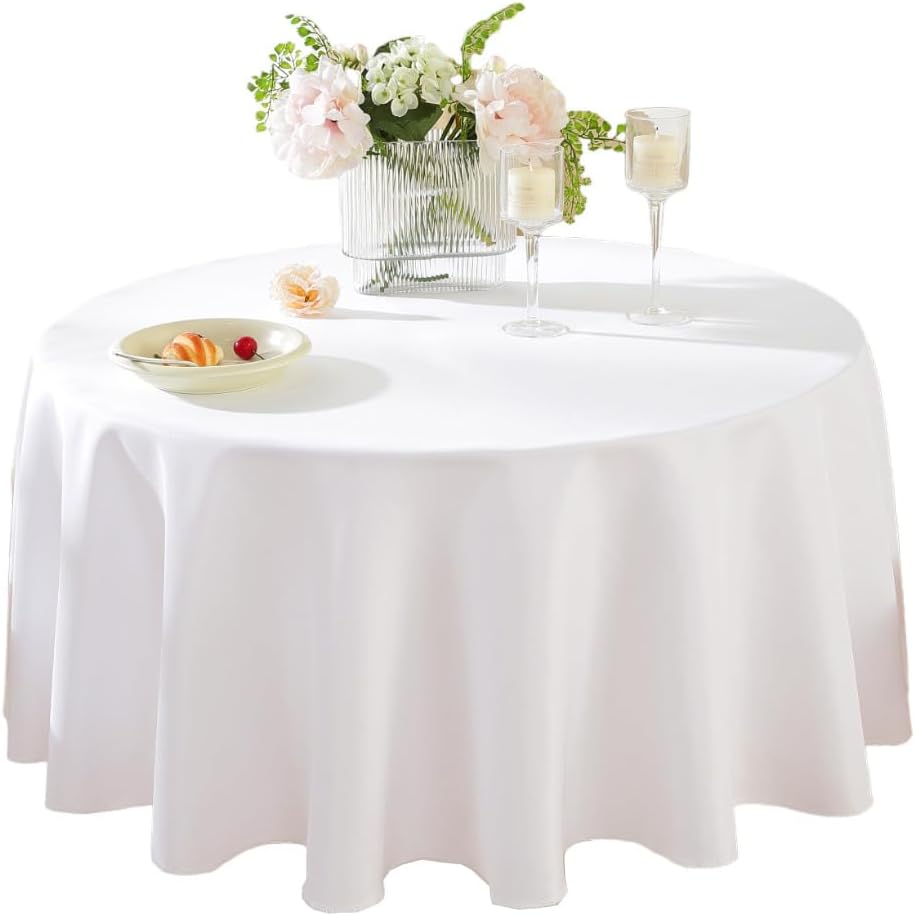 Craft And Party Rectangle Tablecloth, 90 x 156 Inch White Tablecloth, 8ft Rectangle Table Cloth, Polyester Fabric Washable Tablecloth for Home, Party, Wedding or Restaurant Use.