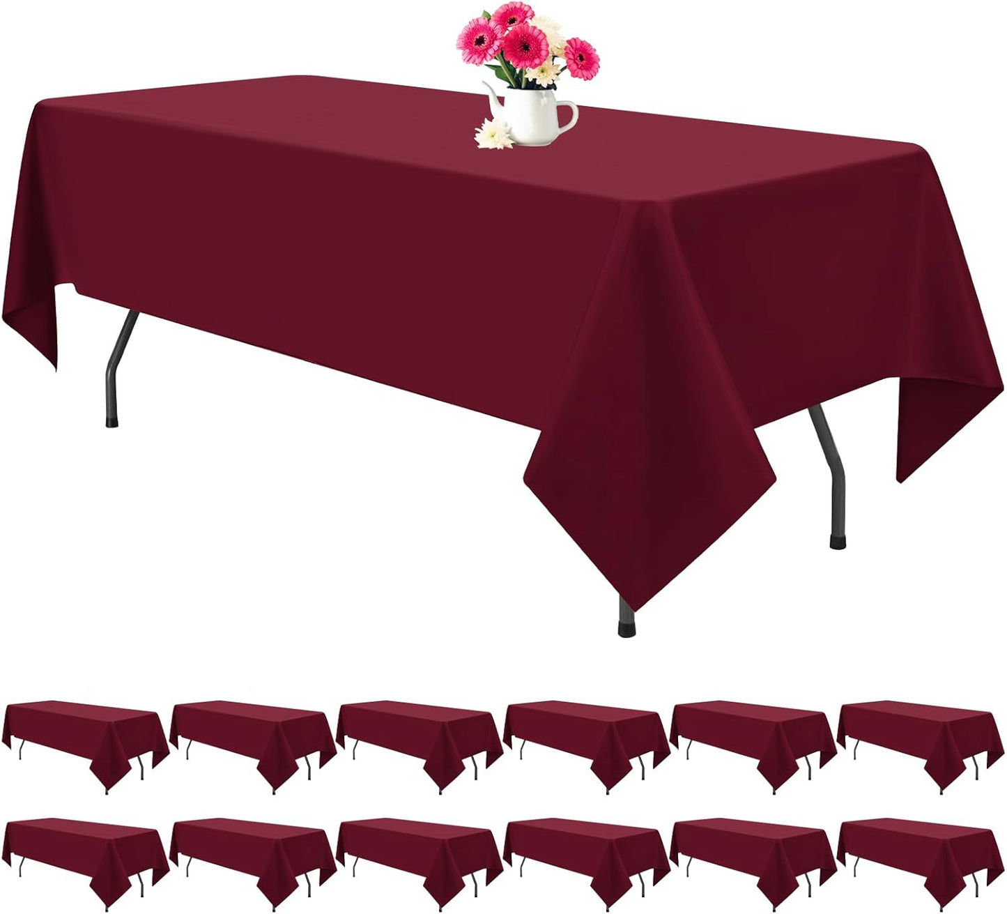 12 Pack Black Square Tablecloths 52 x 52 Inch, Table Cloth for Square Table, Stain and Wrinkle Resistant Washable Fabric Table Cloth, Polyester Tablecloth for Restaurant Banquet Party