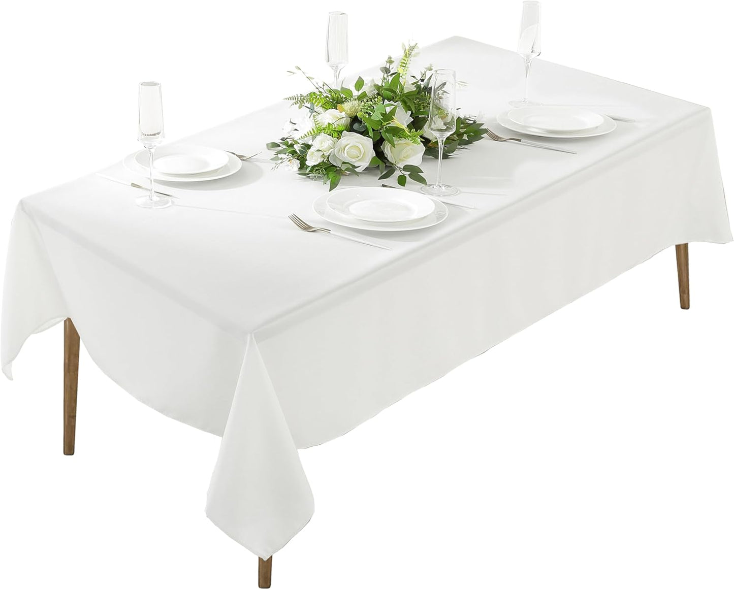 Craft And Party Rectangle Tablecloth, 90 x 156 Inch White Tablecloth, 8ft Rectangle Table Cloth, Polyester Fabric Washable Tablecloth for Home, Party, Wedding or Restaurant Use.