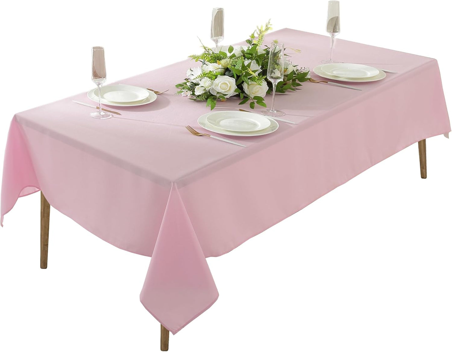 Craft And Party Rectangle Tablecloth, 90 x 156 Inch White Tablecloth, 8ft Rectangle Table Cloth, Polyester Fabric Washable Tablecloth for Home, Party, Wedding or Restaurant Use.