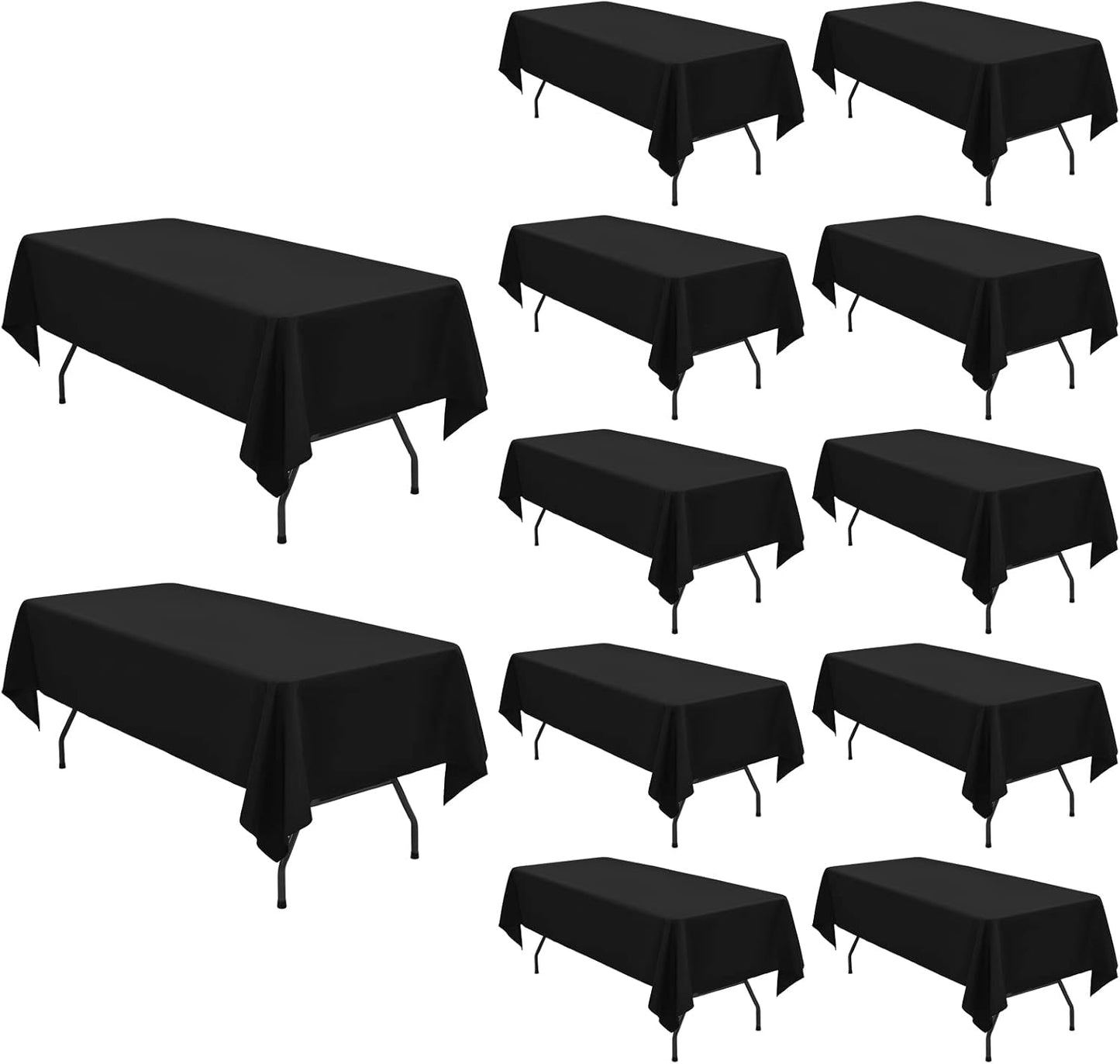 Pesonlook 12 Packs Square Tablecloth, 52×52 Inch Polyester Washable Square Polyester Table Cover for Tables/Buffet/Wedding/Party/Restaurant(Black)