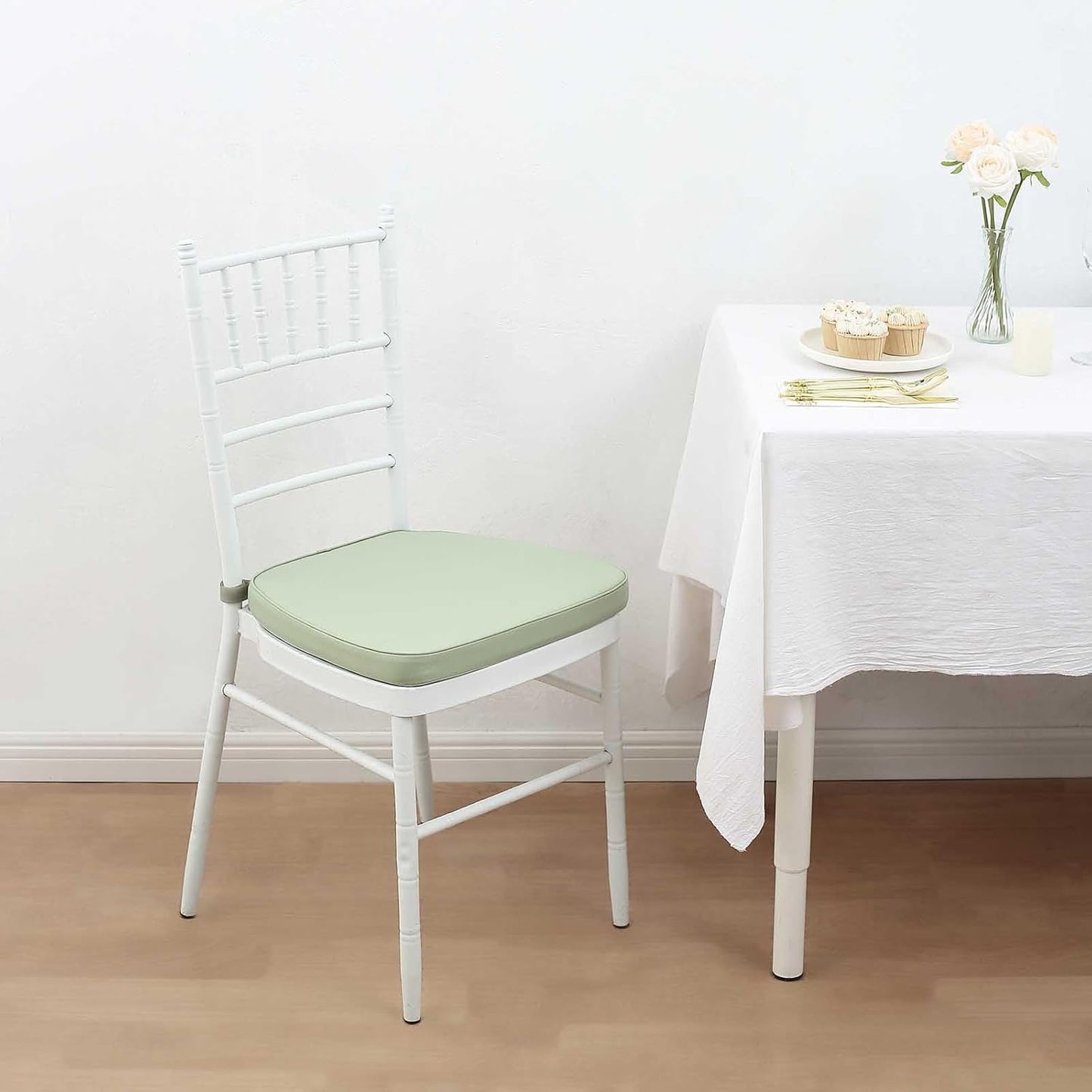 Tableclothsfactory 10PCS White Chiavari Chair Cushion for Wood Resin Chiavari Chairs Party Event Decoration - 2" Thick