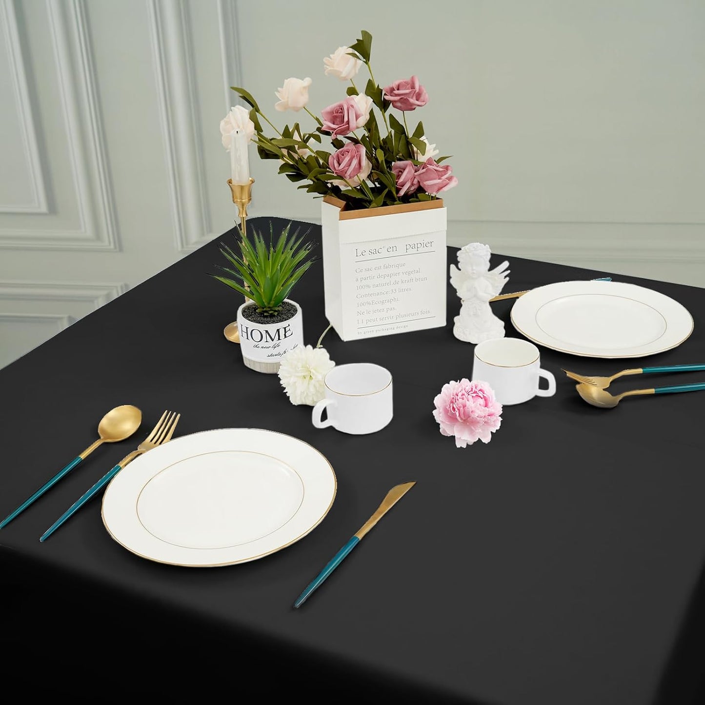 12 Pack Black Square Tablecloths 52 x 52 Inch, Table Cloth for Square Table, Stain and Wrinkle Resistant Washable Fabric Table Cloth, Polyester Tablecloth for Restaurant Banquet Party