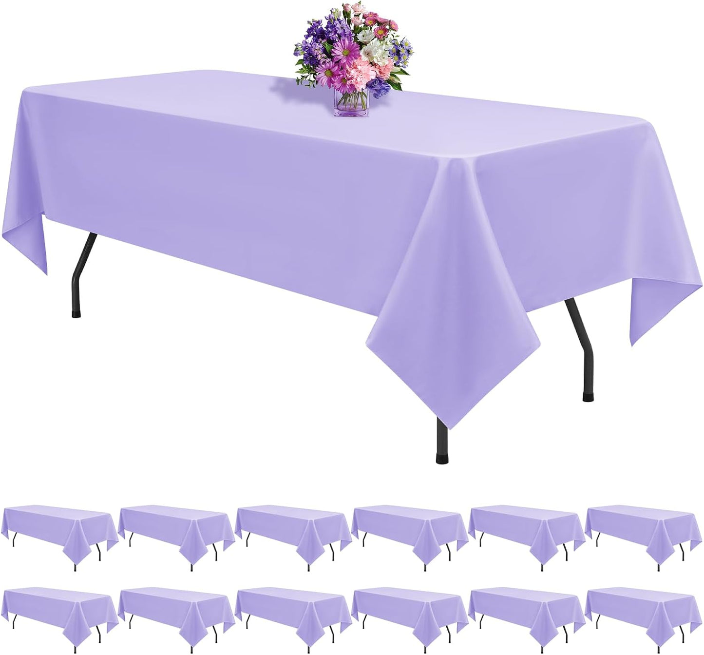 12 Pack Black Square Tablecloths 52 x 52 Inch, Table Cloth for Square Table, Stain and Wrinkle Resistant Washable Fabric Table Cloth, Polyester Tablecloth for Restaurant Banquet Party