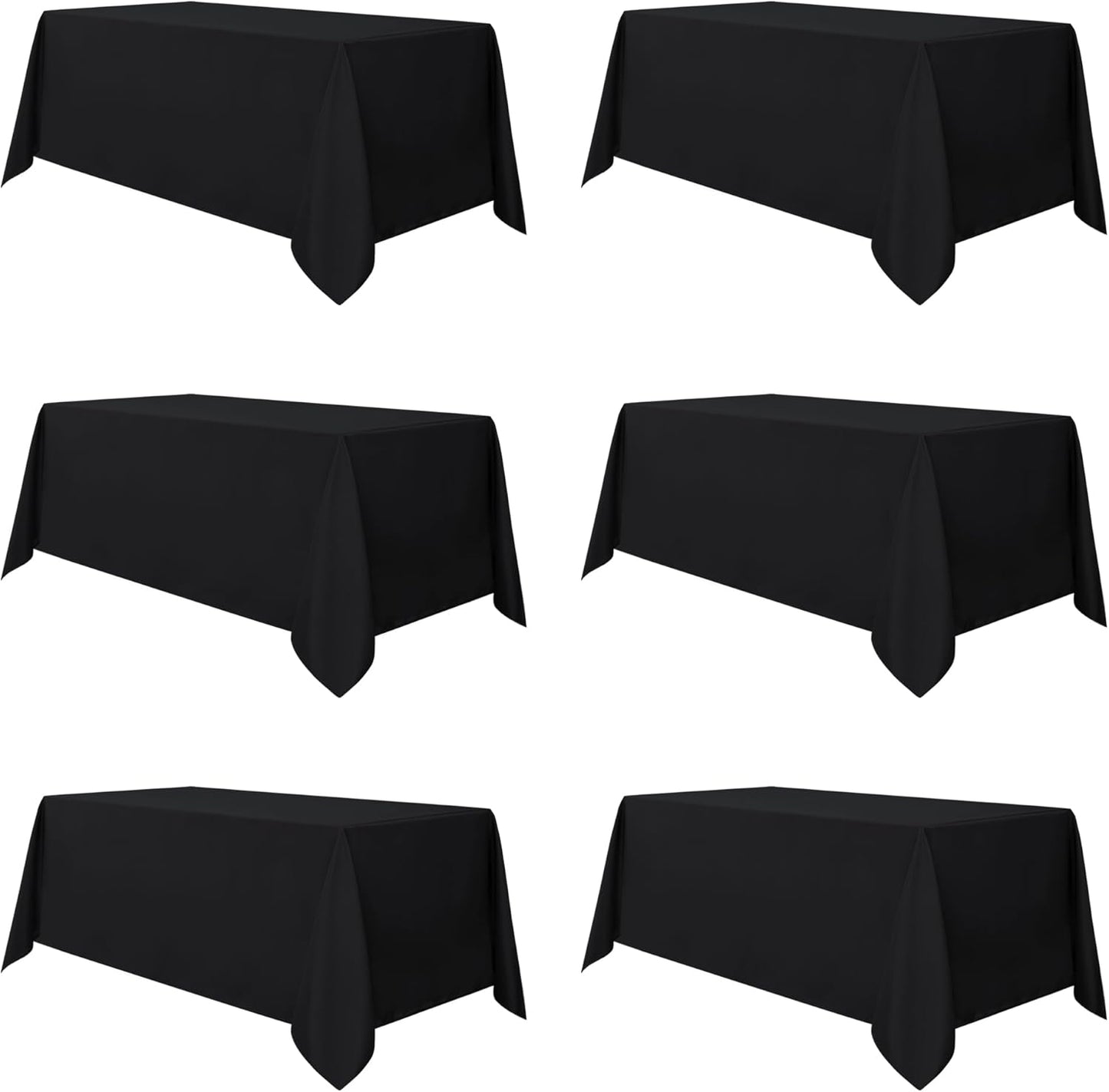sancua 6 Pack White Tablecloth 90 x 156 Inch - Rectangle Table Cloth for 8 Feet Tables Stain and Wrinkle Resistant Washable Polyester Table Cover for Dining Wedding Banquet Party Buffet Restaurant