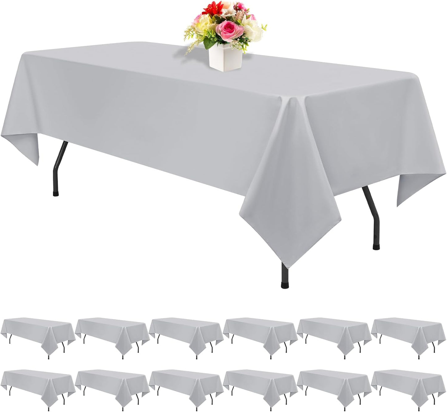 12 Pack Black Square Tablecloths 52 x 52 Inch, Table Cloth for Square Table, Stain and Wrinkle Resistant Washable Fabric Table Cloth, Polyester Tablecloth for Restaurant Banquet Party