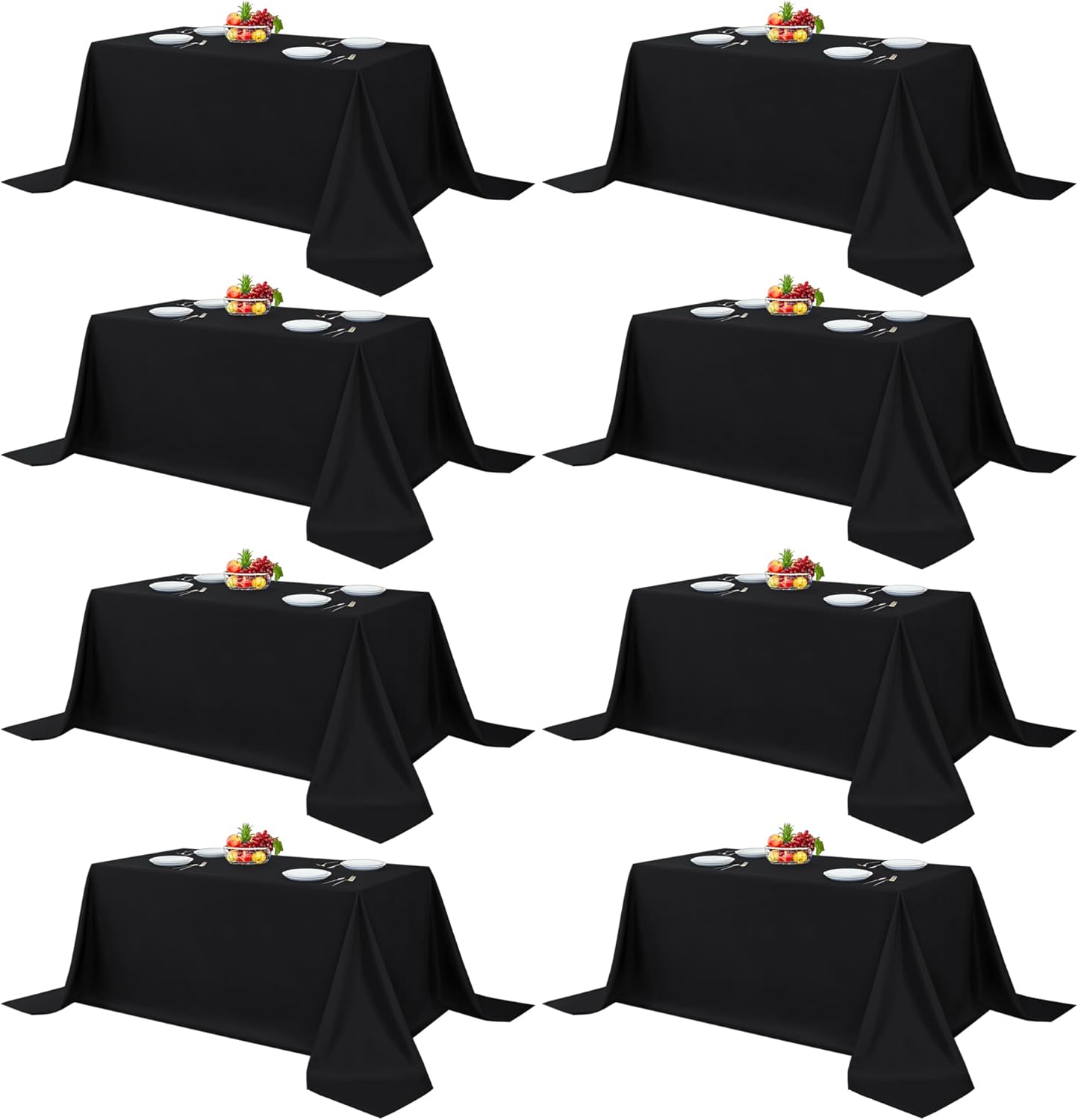 Fitable 8 Pack Table Cloth Rectangle Table: Stain and Wrinkle Resistant Tablecloth Rectangular, Washable Polyester Tablecloths for Wedding Party Dining Banquet Event Catering(White, 70x120 Inch)