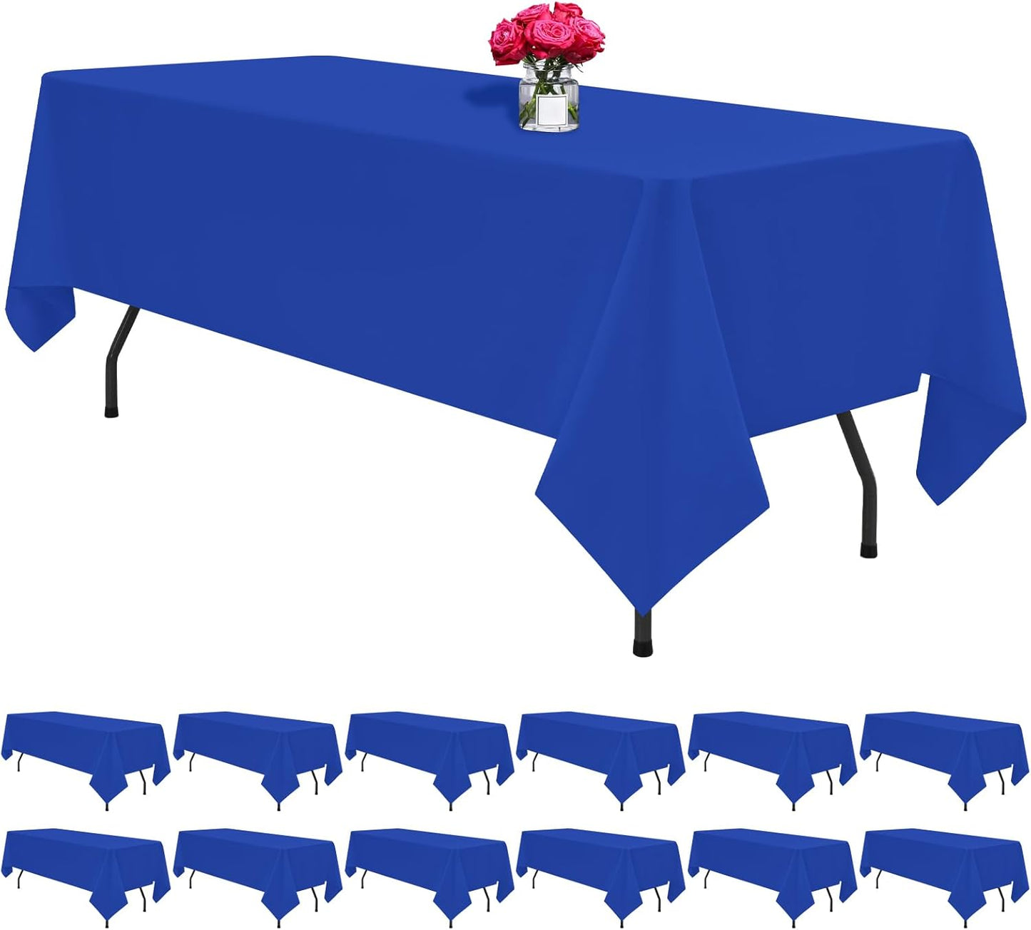 12 Pack Black Square Tablecloths 52 x 52 Inch, Table Cloth for Square Table, Stain and Wrinkle Resistant Washable Fabric Table Cloth, Polyester Tablecloth for Restaurant Banquet Party