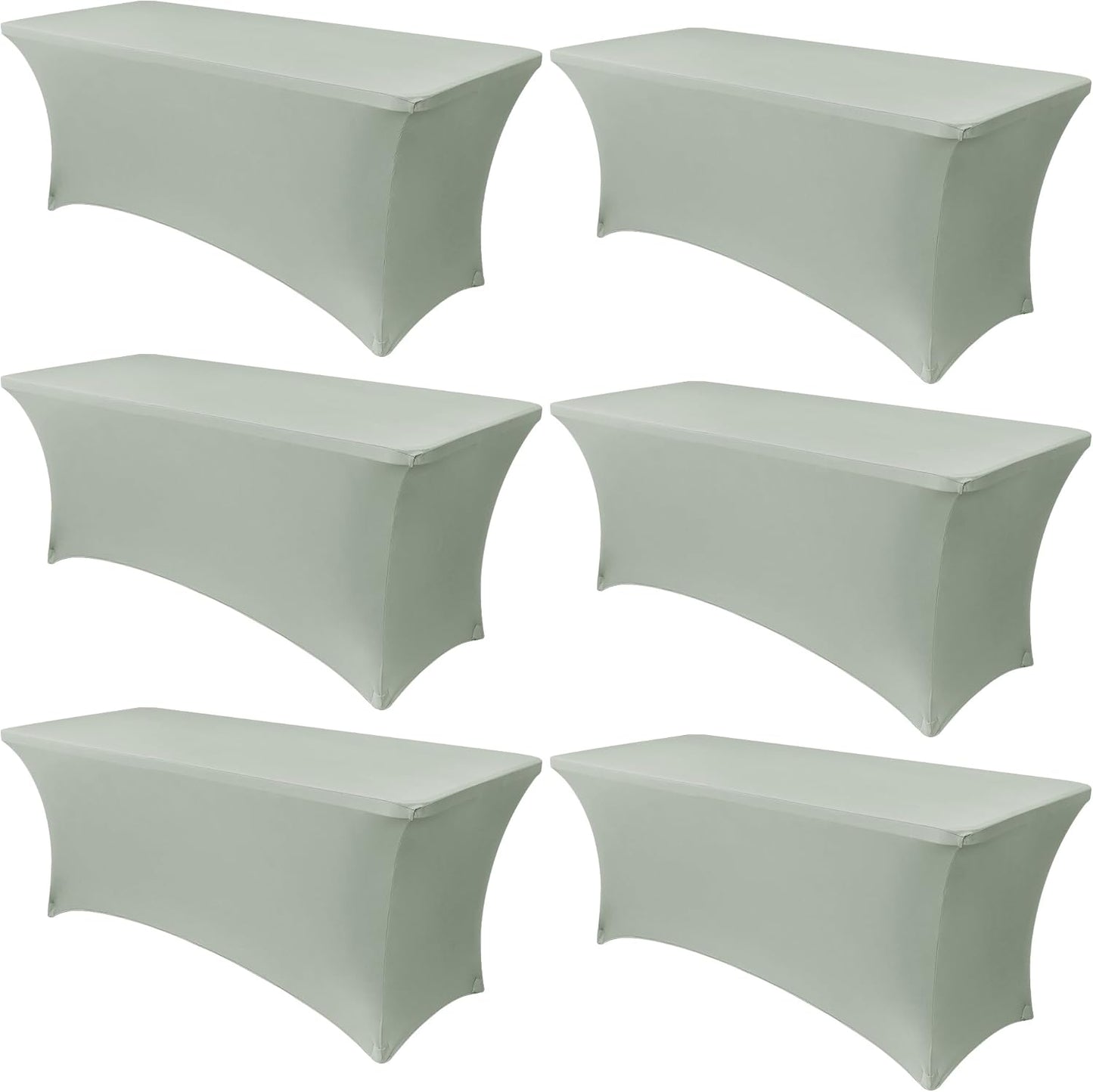 Obstal 6 Pack Stretch Spandex Table Covers for 6 Foot Tables - 6 FT Universal Rectangular Fitted Tablecloth Protector for Wedding, Banquet, Party (Black, 72 Length x 30 Width x 30 Height Inches)
