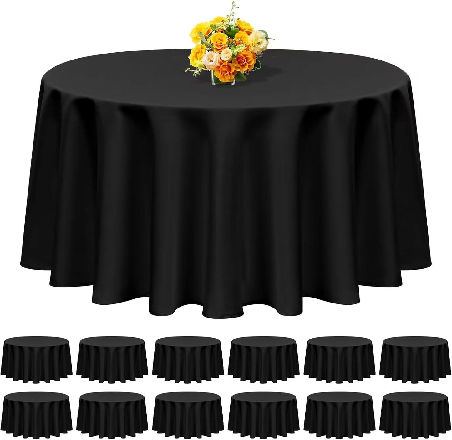 12 Pack Black Square Tablecloths 52 x 52 Inch, Table Cloth for Square Table, Stain and Wrinkle Resistant Washable Fabric Table Cloth, Polyester Tablecloth for Restaurant Banquet Party
