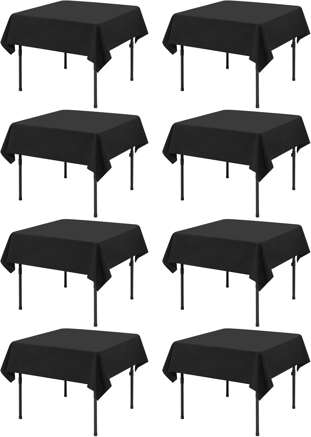 8 Pack Polyester Rectangle Tablecloth 60 x 126 Inch, Black Tablecloth Rectangle for 8 Ft Tables, Stain and Wrinkle Resistant Washable Table Cover for Kitchen Wedding Banquet Restaurant Party