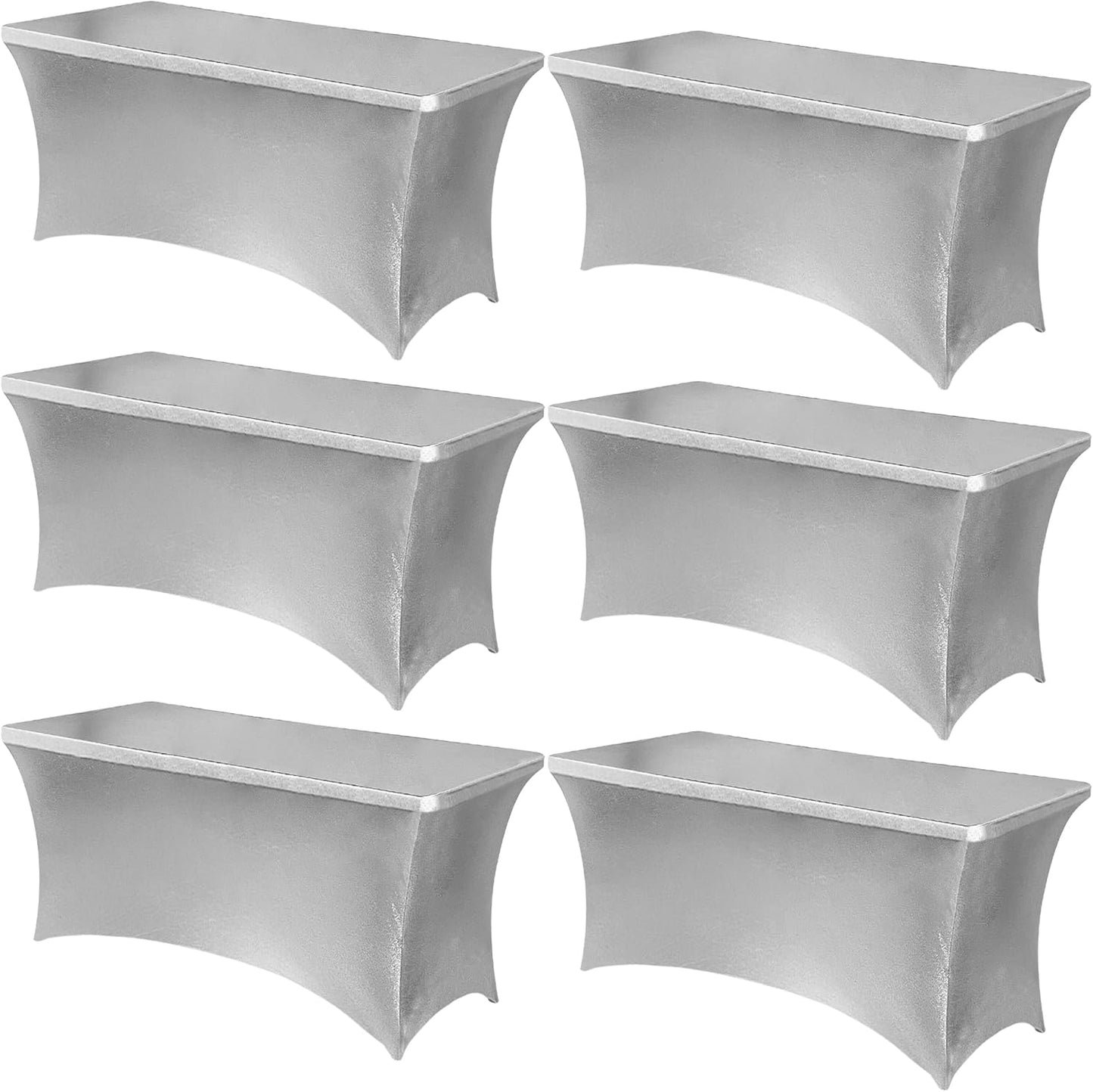 Obstal 6 Pack Stretch Spandex Table Covers for 6 Foot Tables - 6 FT Universal Rectangular Fitted Tablecloth Protector for Wedding, Banquet, Party (Black, 72 Length x 30 Width x 30 Height Inches)
