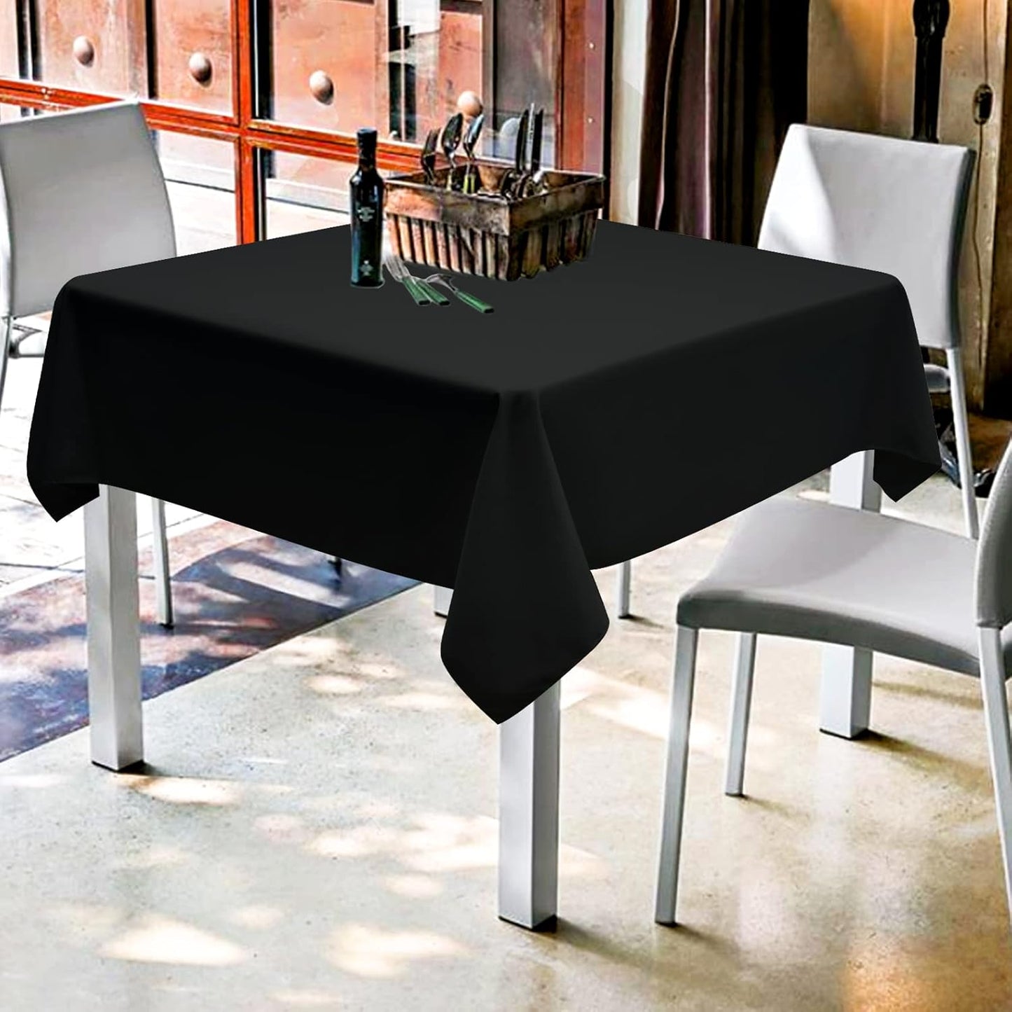 12 Pack Black Square Tablecloths 52 x 52 Inch, Table Cloth for Square Table, Stain and Wrinkle Resistant Washable Fabric Table Cloth, Polyester Tablecloth for Restaurant Banquet Party