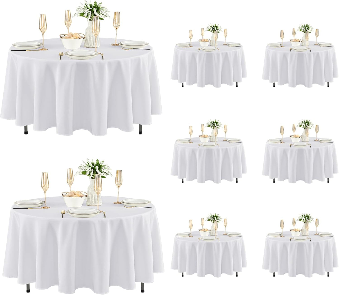 Fitable 8 Pack Table Cloth Rectangle Table: Stain and Wrinkle Resistant Tablecloth Rectangular, Washable Polyester Tablecloths for Wedding Party Dining Banquet Event Catering(White, 70x120 Inch)