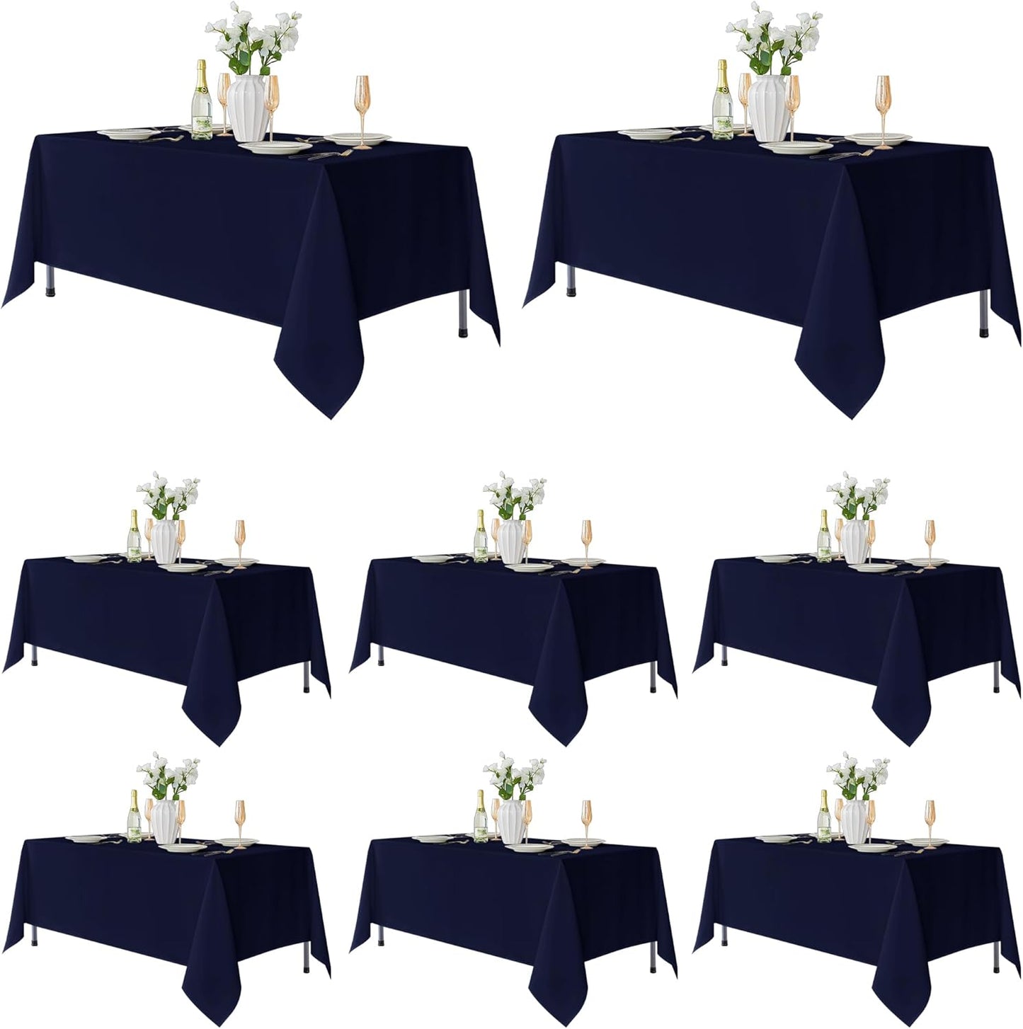 Fitable 8 Pack Table Cloth Rectangle Table: Stain and Wrinkle Resistant Tablecloth Rectangular, Washable Polyester Tablecloths for Wedding Party Dining Banquet Event Catering(White, 70x120 Inch)
