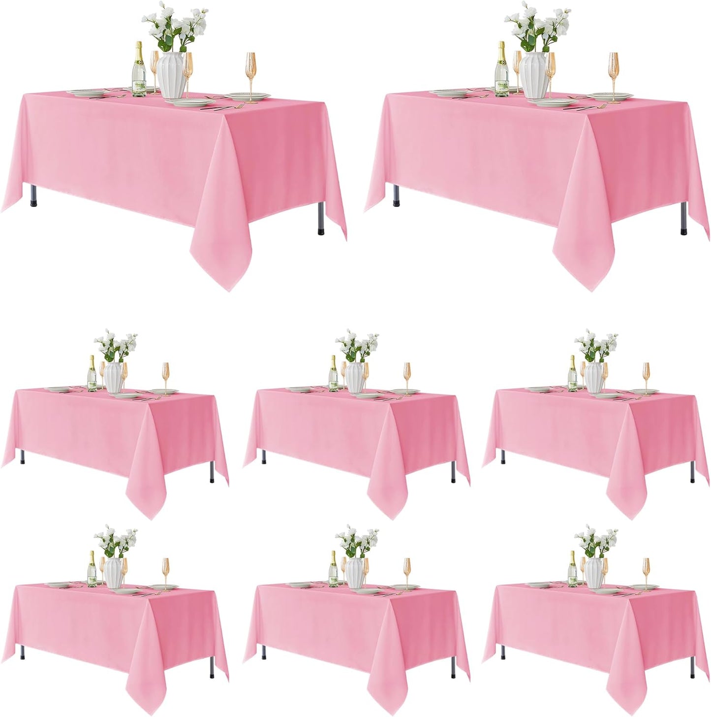 Fitable 8 Pack Table Cloth Rectangle Table: Stain and Wrinkle Resistant Tablecloth Rectangular, Washable Polyester Tablecloths for Wedding Party Dining Banquet Event Catering(White, 70x120 Inch)