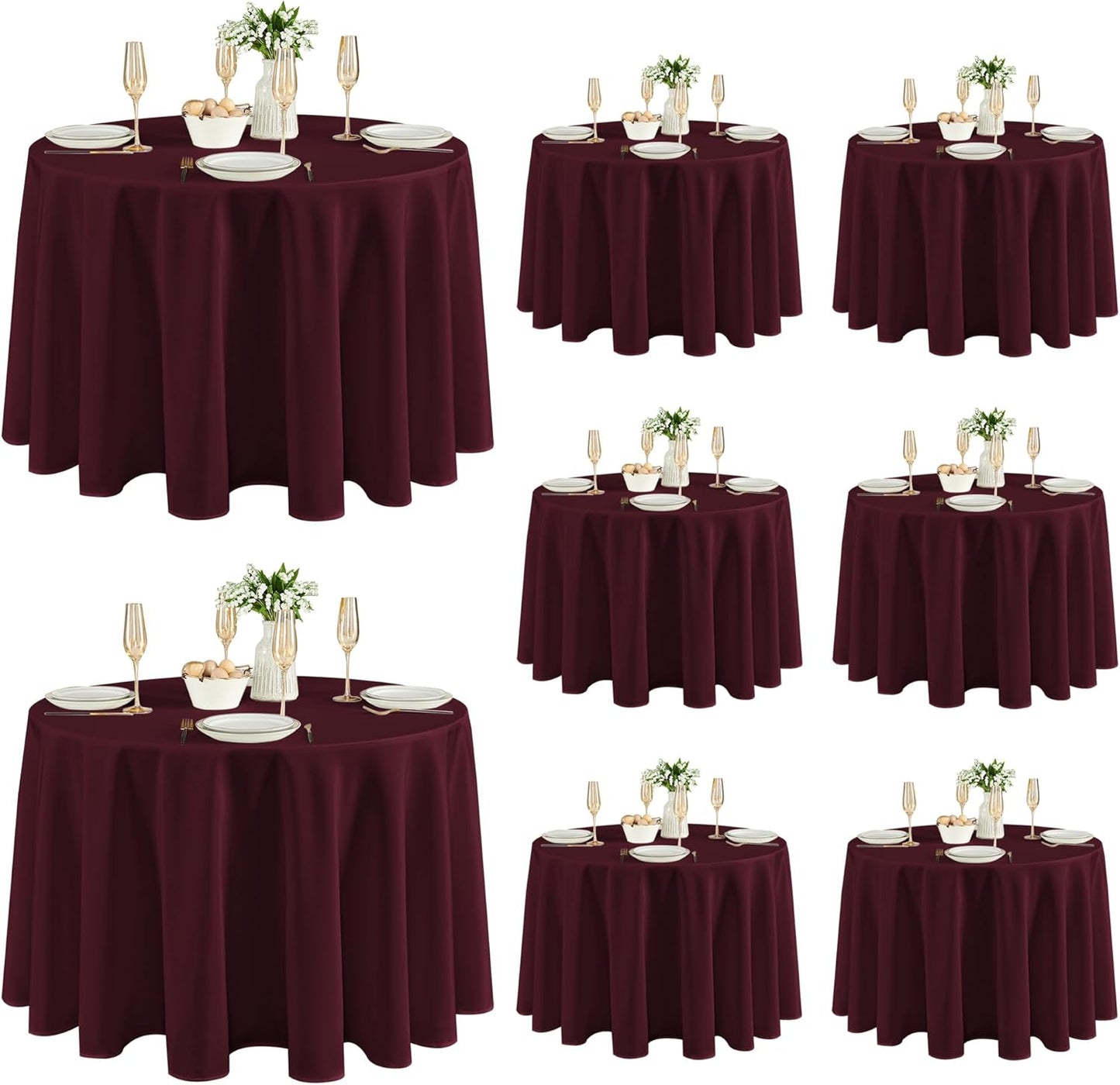 Fitable 8 Pack Table Cloth Rectangle Table: Stain and Wrinkle Resistant Tablecloth Rectangular, Washable Polyester Tablecloths for Wedding Party Dining Banquet Event Catering(White, 70x120 Inch)