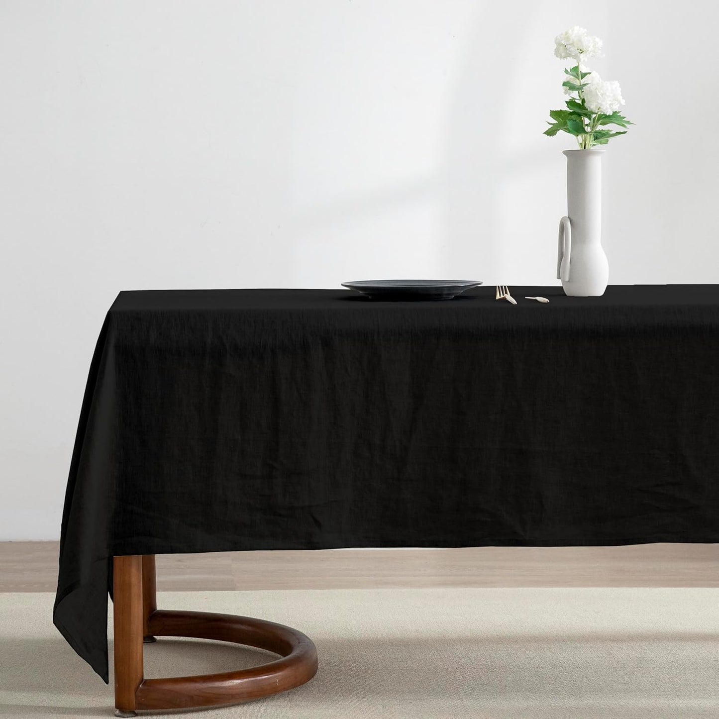 EVERLY 100% Pure Linen Rectangle Tablecloth 84Lx60W Inches for Dining,Weddings and Restaurants,Decorative Halloween,Thanksgiving,Christmas Table Cloth Machine Washable Tablecloths-Natural Linen