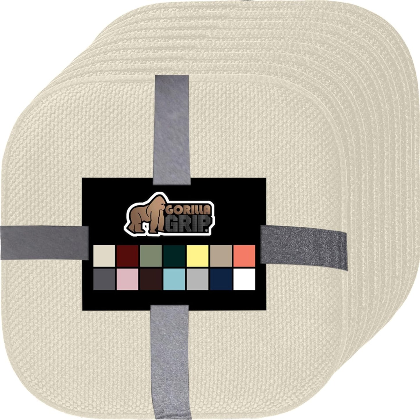 GORILLA GRIP Slip Resistant Chair Cushions, No Ties Required, Memory Foam Pads for Dining Room, Kitchen Table, Office, Rocking Chairs, Plush Seat Cover Cushion Pad, Home Decor, Set of 4, 16x16, Gray