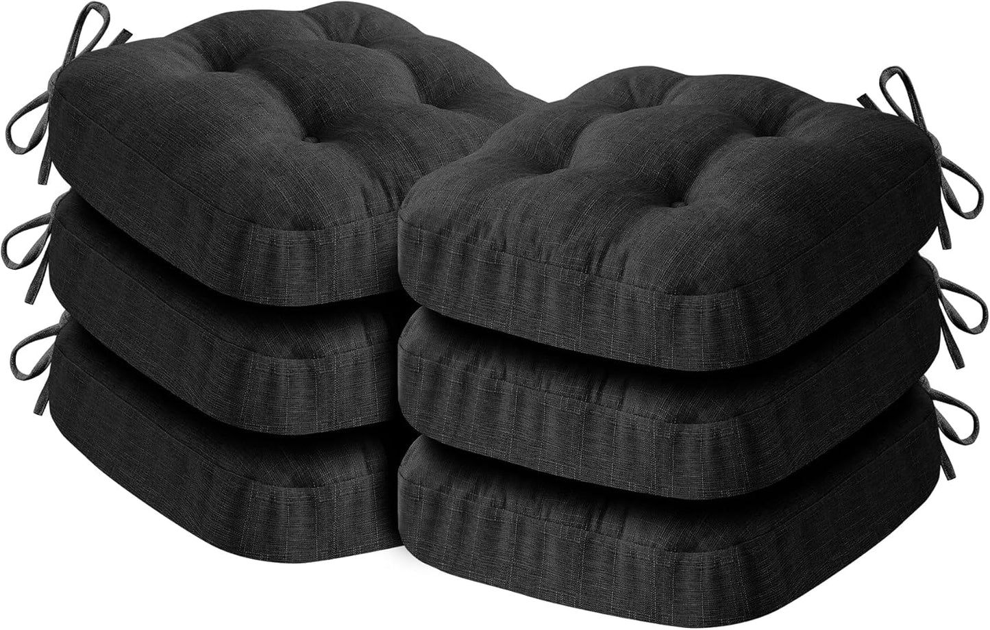 Chair Cushions, Memory Foam Dining Chair Cushions, Tufted Indoor Chair Pads, Set of 4, 16.5' x 16.5' x 3.5', Beige