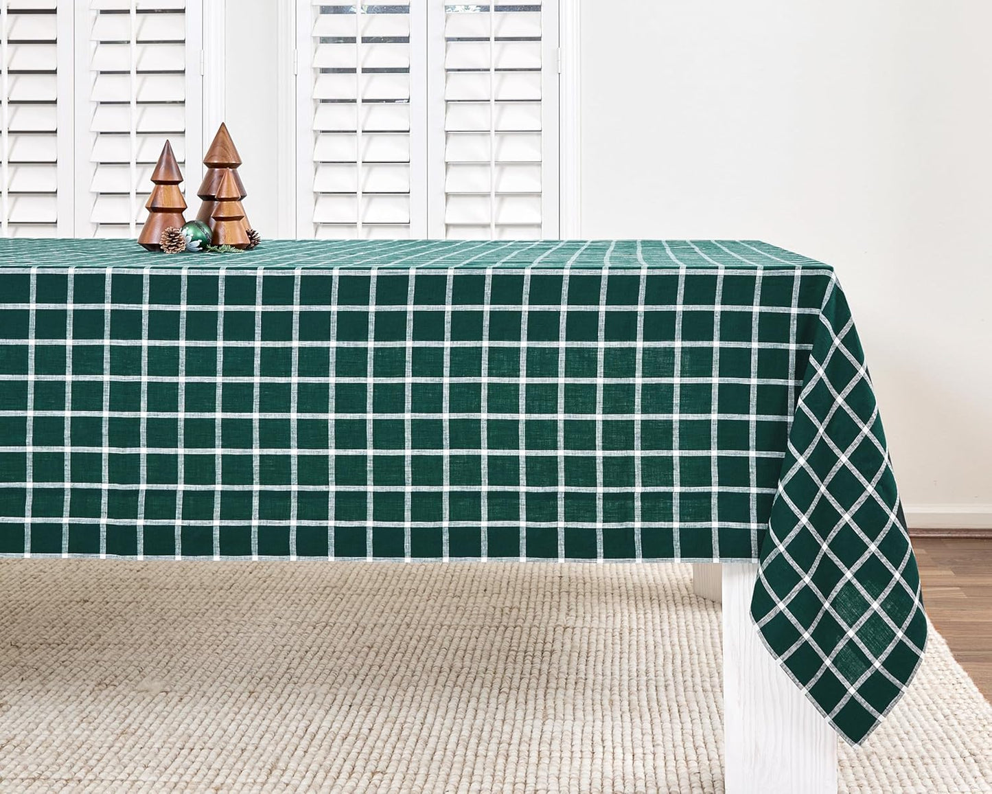 Solino Home Plaid Linen Tablecloth 60 x 108 Inch - 100% Pure Linen Orange Plaid Table Cloth for Rectangle Tables - Machine Washable Tablecloth for Fall, Autumn, Halloween, Thanksgiving