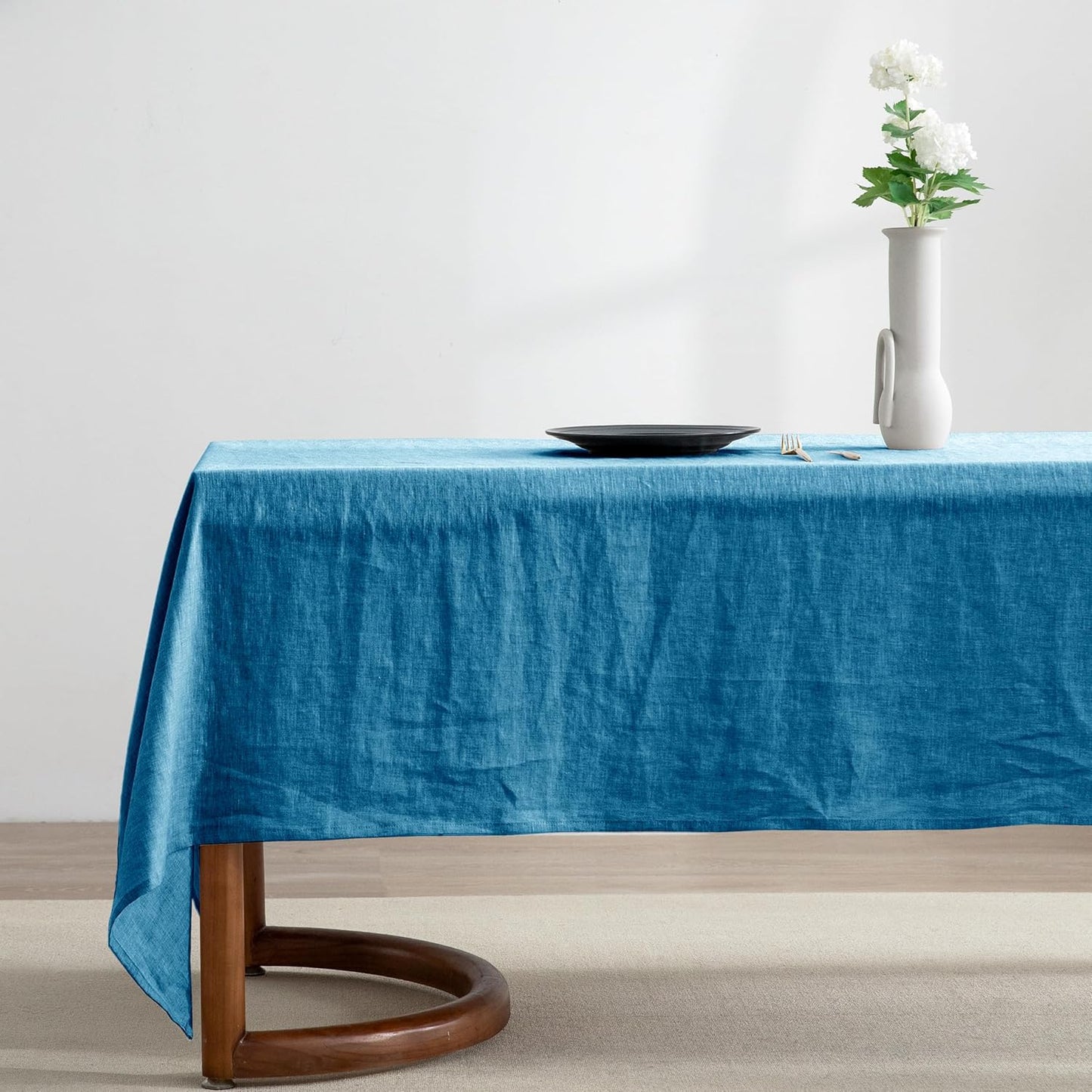 EVERLY 100% Pure Linen Rectangle Tablecloth 84Lx60W Inches for Dining,Weddings and Restaurants,Decorative Halloween,Thanksgiving,Christmas Table Cloth Machine Washable Tablecloths-Natural Linen