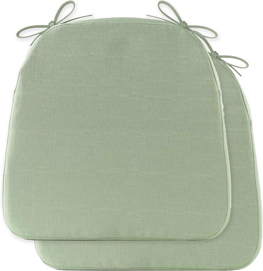 Battilo Chair Cushions for Dining Chairs with Ties, Indoor/Outdoor Kitchen Chair Pad with Non-Slip Backing, Dining Seat Cushion with Machine Washable Removable Cover, 16"x16"x2", Set of 2, Sage Green