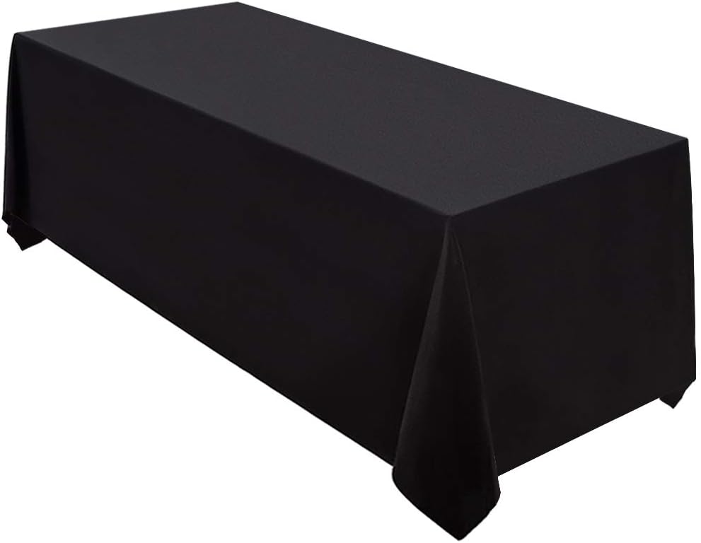 Surmente 5 Pack Black Tablecloth 90 x 132-inch Rectangular Polyester Table Cloth for Weddings, Banquets, or Restaurants