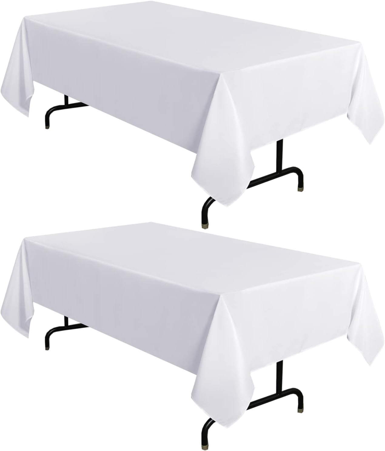 sancua 6 Pack White Tablecloth 90 x 156 Inch - Rectangle Table Cloth for 8 Feet Tables Stain and Wrinkle Resistant Washable Polyester Table Cover for Dining Wedding Banquet Party Buffet Restaurant