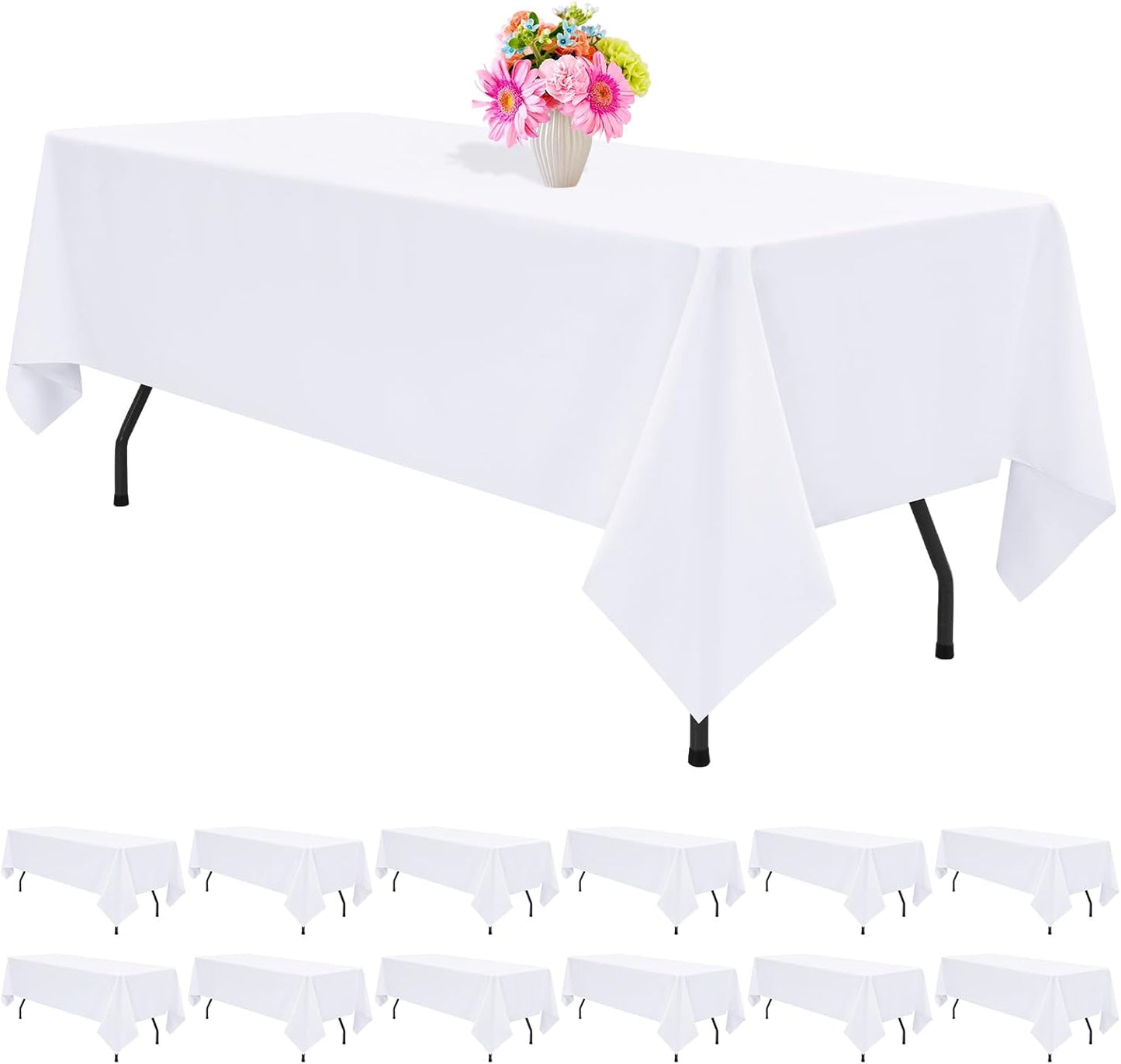 12 Pack Black Square Tablecloths 52 x 52 Inch, Table Cloth for Square Table, Stain and Wrinkle Resistant Washable Fabric Table Cloth, Polyester Tablecloth for Restaurant Banquet Party