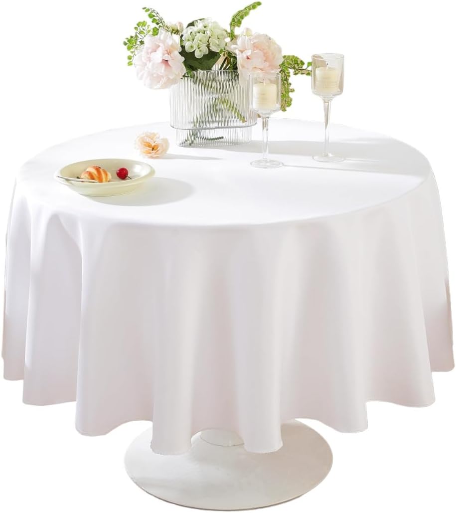 Craft And Party Rectangle Tablecloth, 90 x 156 Inch White Tablecloth, 8ft Rectangle Table Cloth, Polyester Fabric Washable Tablecloth for Home, Party, Wedding or Restaurant Use.