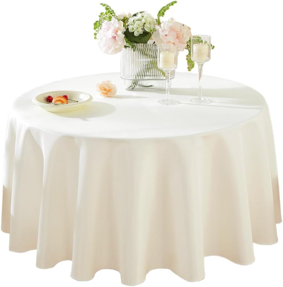 Craft And Party Rectangle Tablecloth, 90 x 156 Inch White Tablecloth, 8ft Rectangle Table Cloth, Polyester Fabric Washable Tablecloth for Home, Party, Wedding or Restaurant Use.
