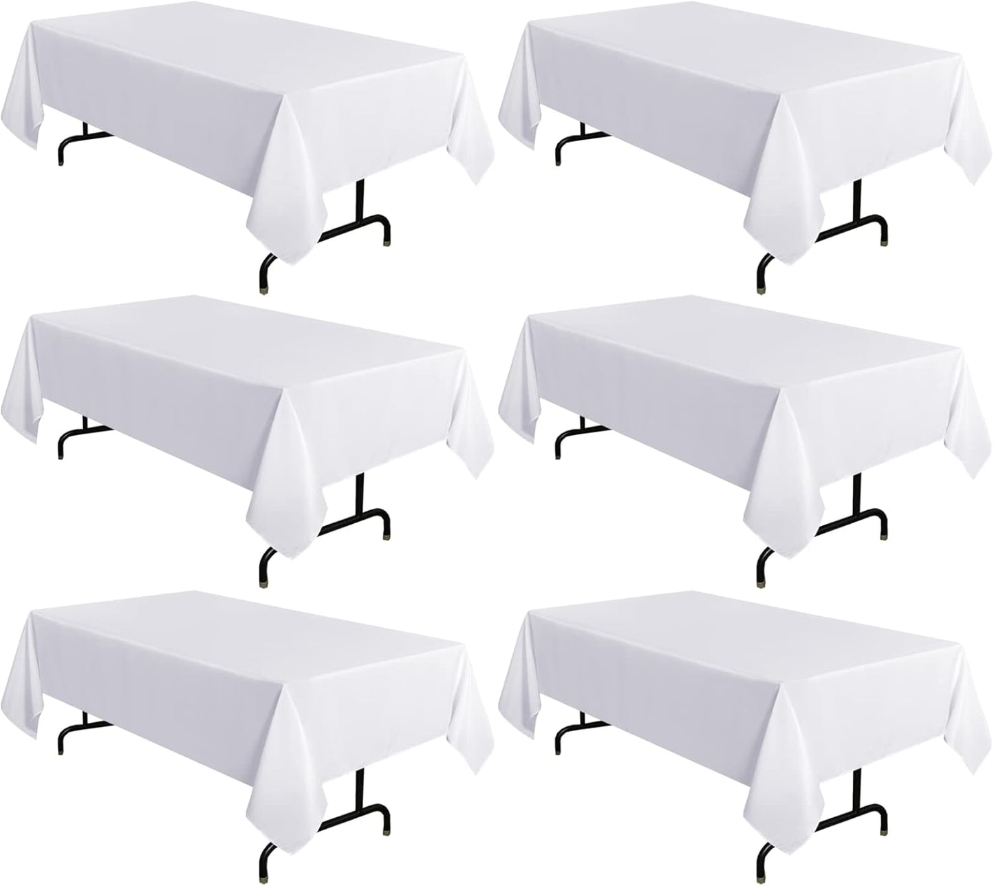 sancua 6 Pack White Tablecloth 90 x 156 Inch - Rectangle Table Cloth for 8 Feet Tables Stain and Wrinkle Resistant Washable Polyester Table Cover for Dining Wedding Banquet Party Buffet Restaurant