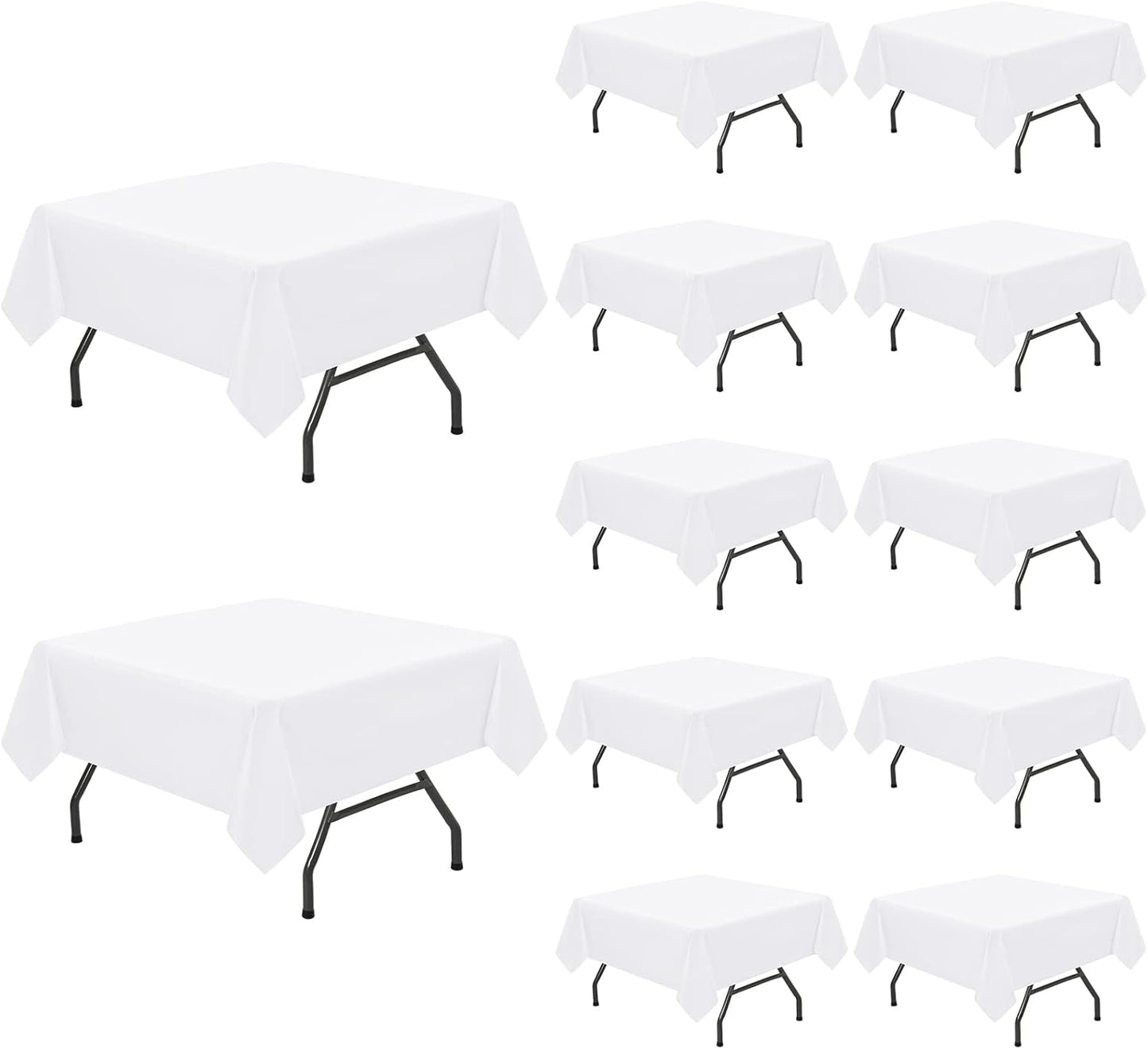 Pesonlook 12 Packs Square Tablecloth, 52×52 Inch Polyester Washable Square Polyester Table Cover for Tables/Buffet/Wedding/Party/Restaurant(Black)