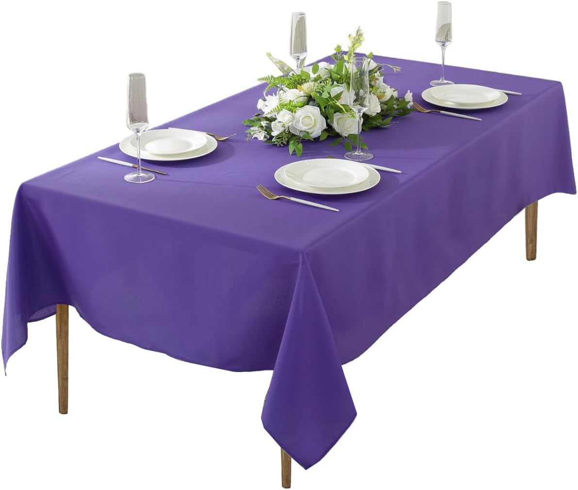 Craft And Party Rectangle Tablecloth, 90 x 156 Inch White Tablecloth, 8ft Rectangle Table Cloth, Polyester Fabric Washable Tablecloth for Home, Party, Wedding or Restaurant Use.