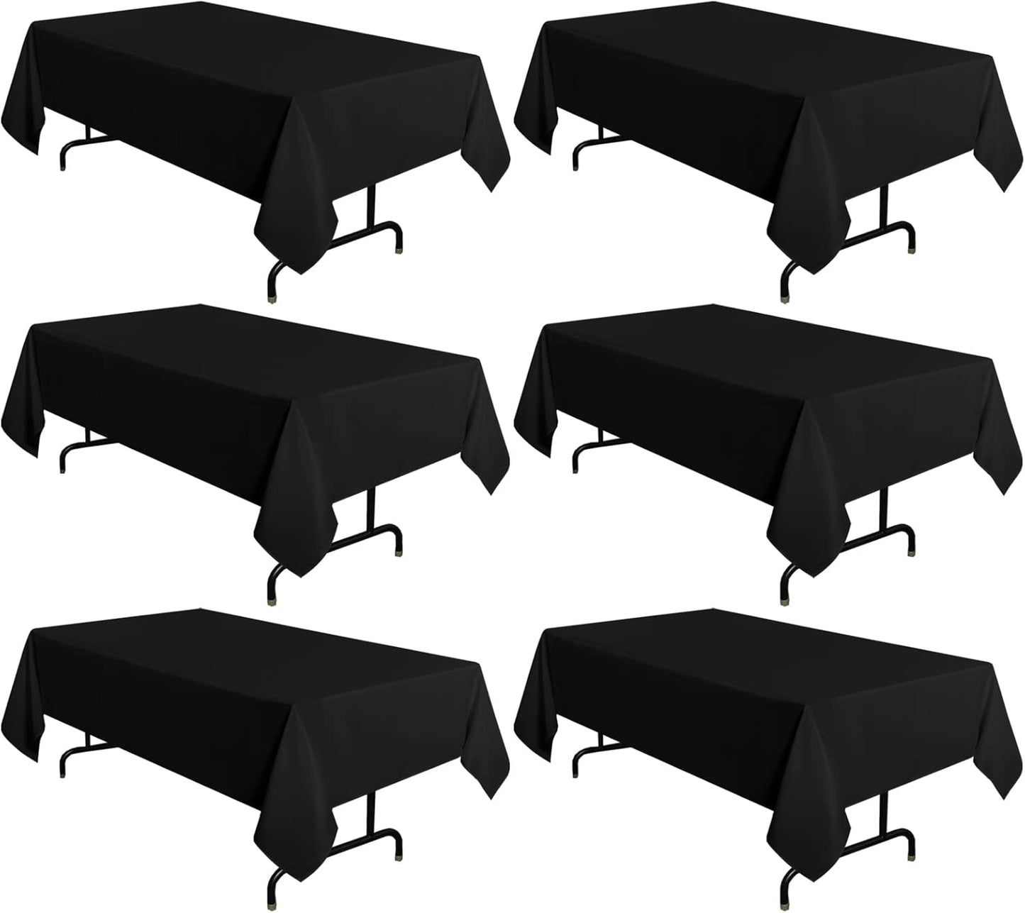 sancua 6 Pack White Tablecloth 90 x 156 Inch - Rectangle Table Cloth for 8 Feet Tables Stain and Wrinkle Resistant Washable Polyester Table Cover for Dining Wedding Banquet Party Buffet Restaurant