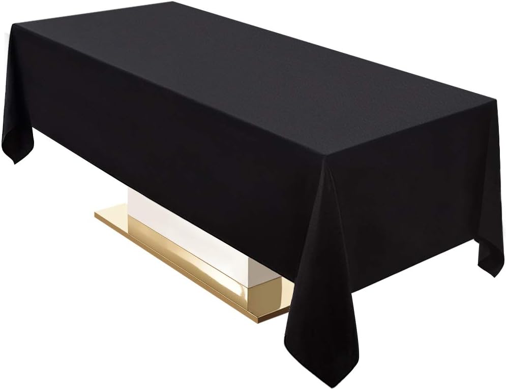 Surmente 5 Pack Black Tablecloth 90 x 132-inch Rectangular Polyester Table Cloth for Weddings, Banquets, or Restaurants