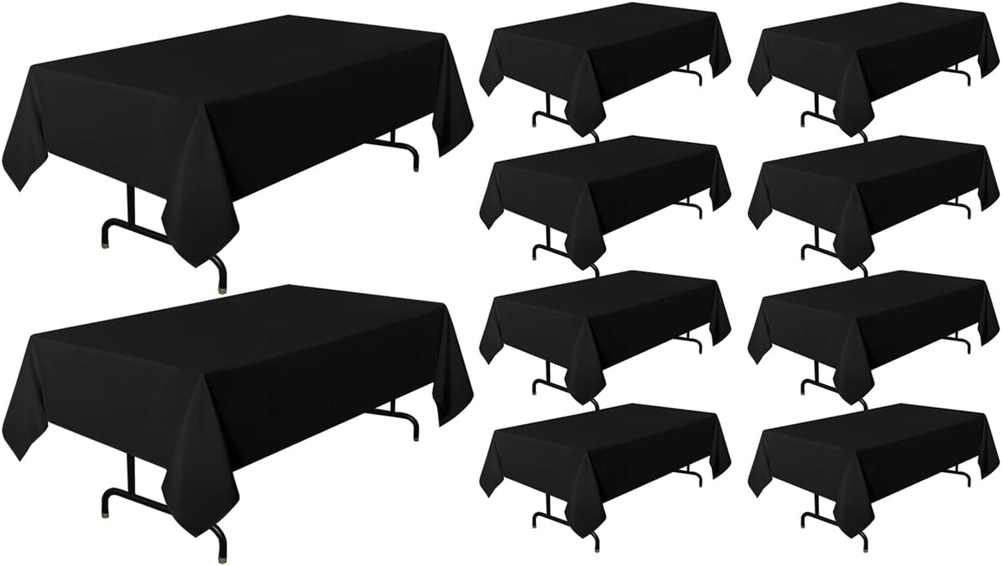 sancua 6 Pack White Tablecloth 90 x 156 Inch - Rectangle Table Cloth for 8 Feet Tables Stain and Wrinkle Resistant Washable Polyester Table Cover for Dining Wedding Banquet Party Buffet Restaurant