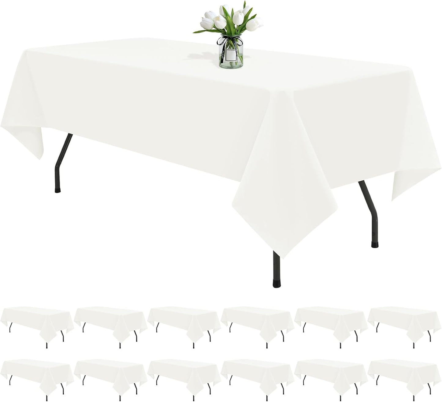 12 Pack Black Square Tablecloths 52 x 52 Inch, Table Cloth for Square Table, Stain and Wrinkle Resistant Washable Fabric Table Cloth, Polyester Tablecloth for Restaurant Banquet Party
